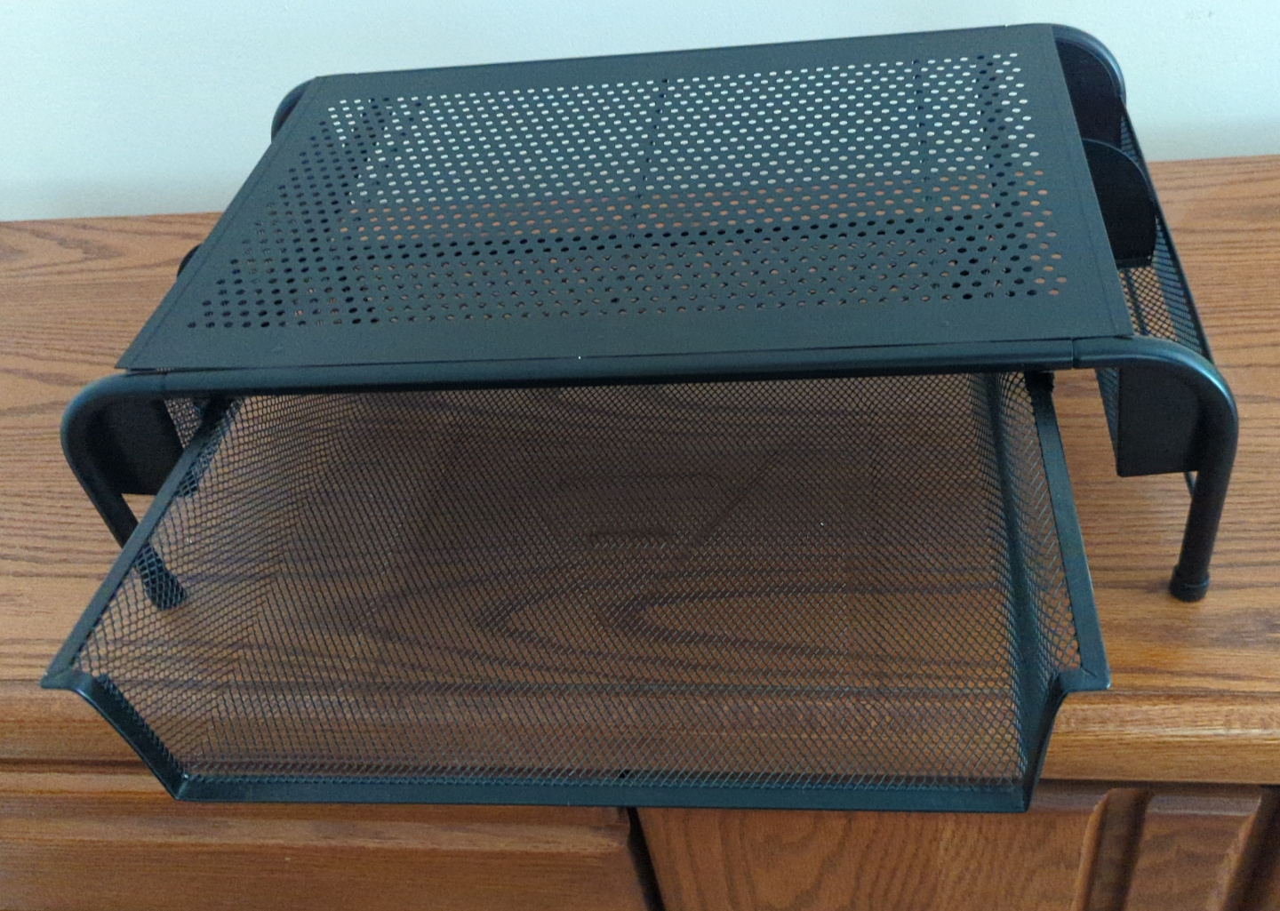 Black Metal Mesh Desk Organizer with Drawer - photo 3