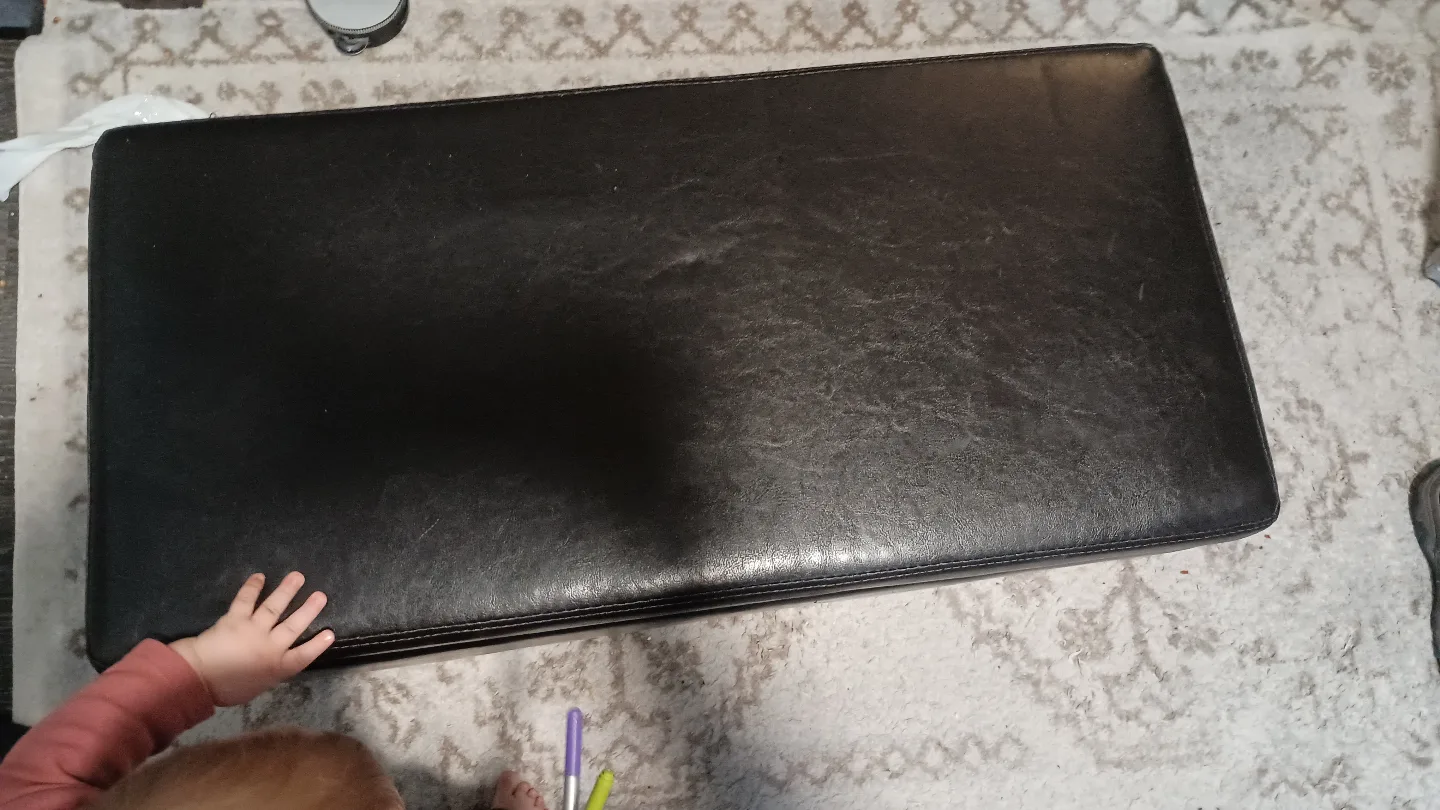 Black Leather Storage Ottoman Bench thumbnail