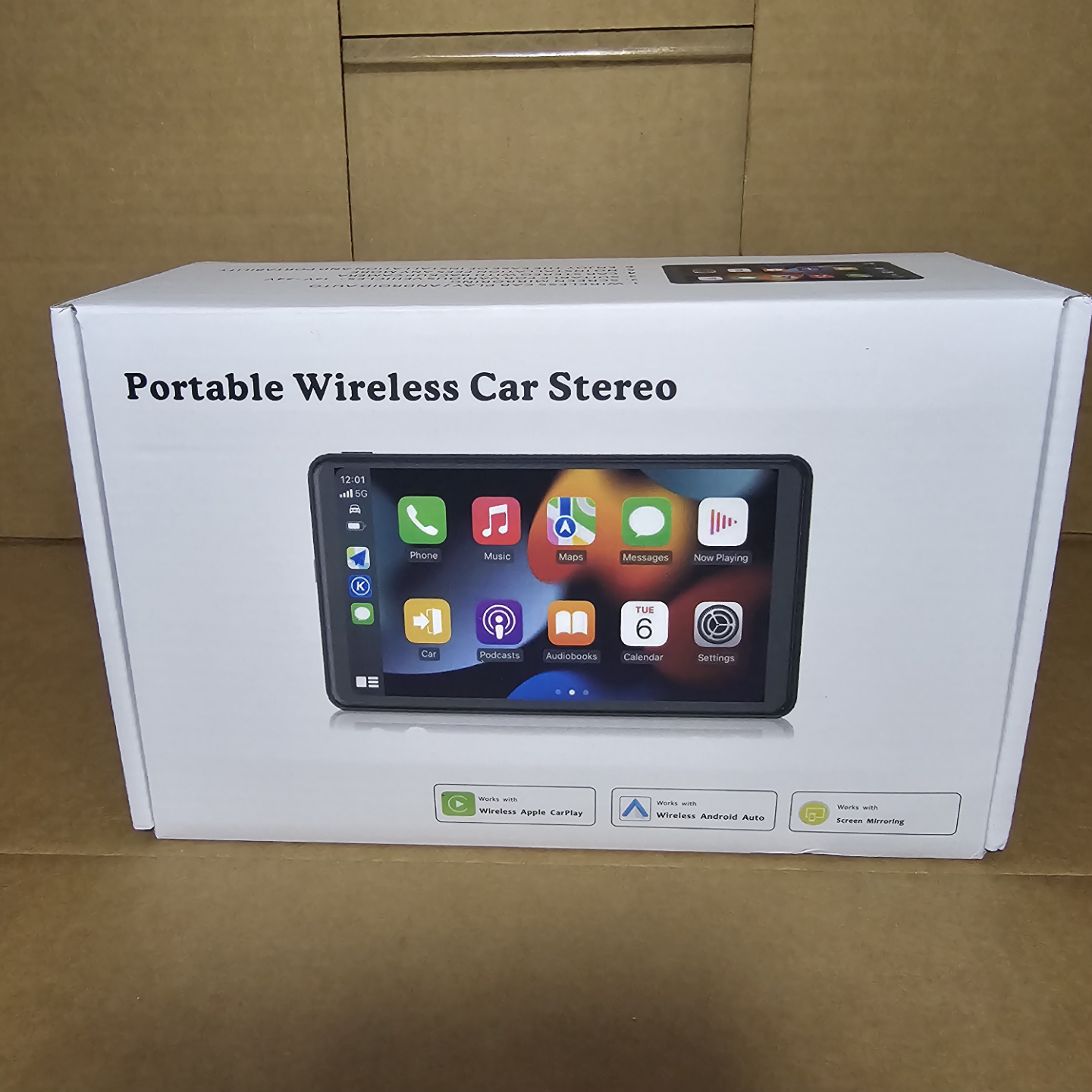 7" HD Portable Wireless Carplay Touch Screen Double Din Stereo
