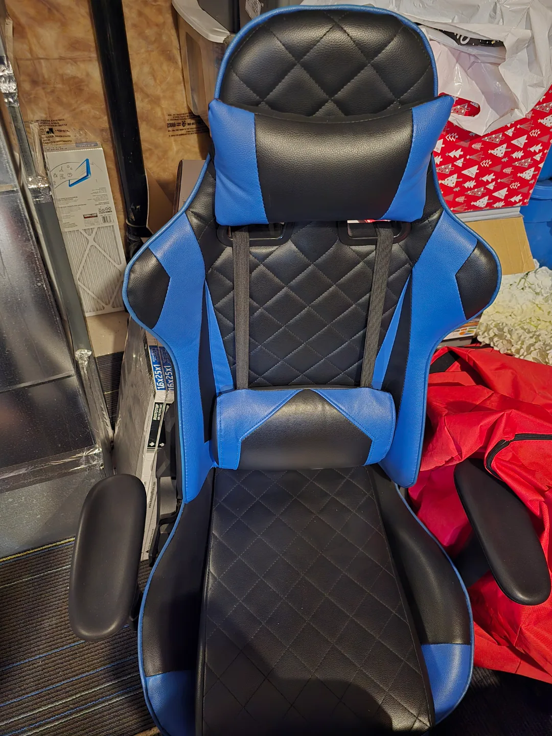 Gaming Chair - Blue and Black PU Leather thumbnail