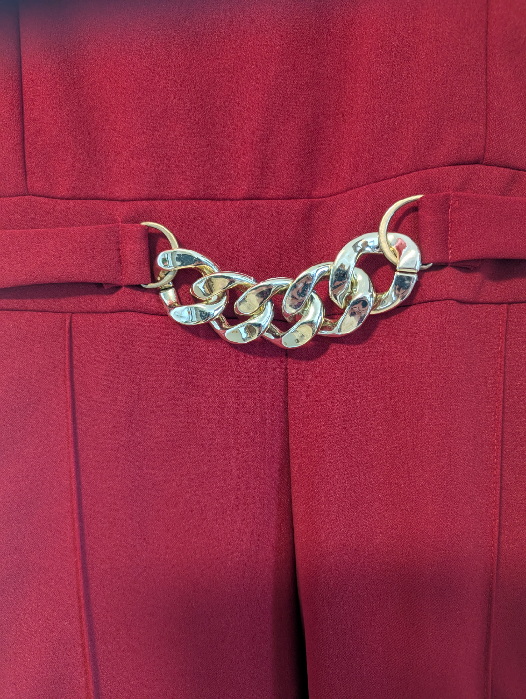 Red pantsuit with floral sleeves - photo 3