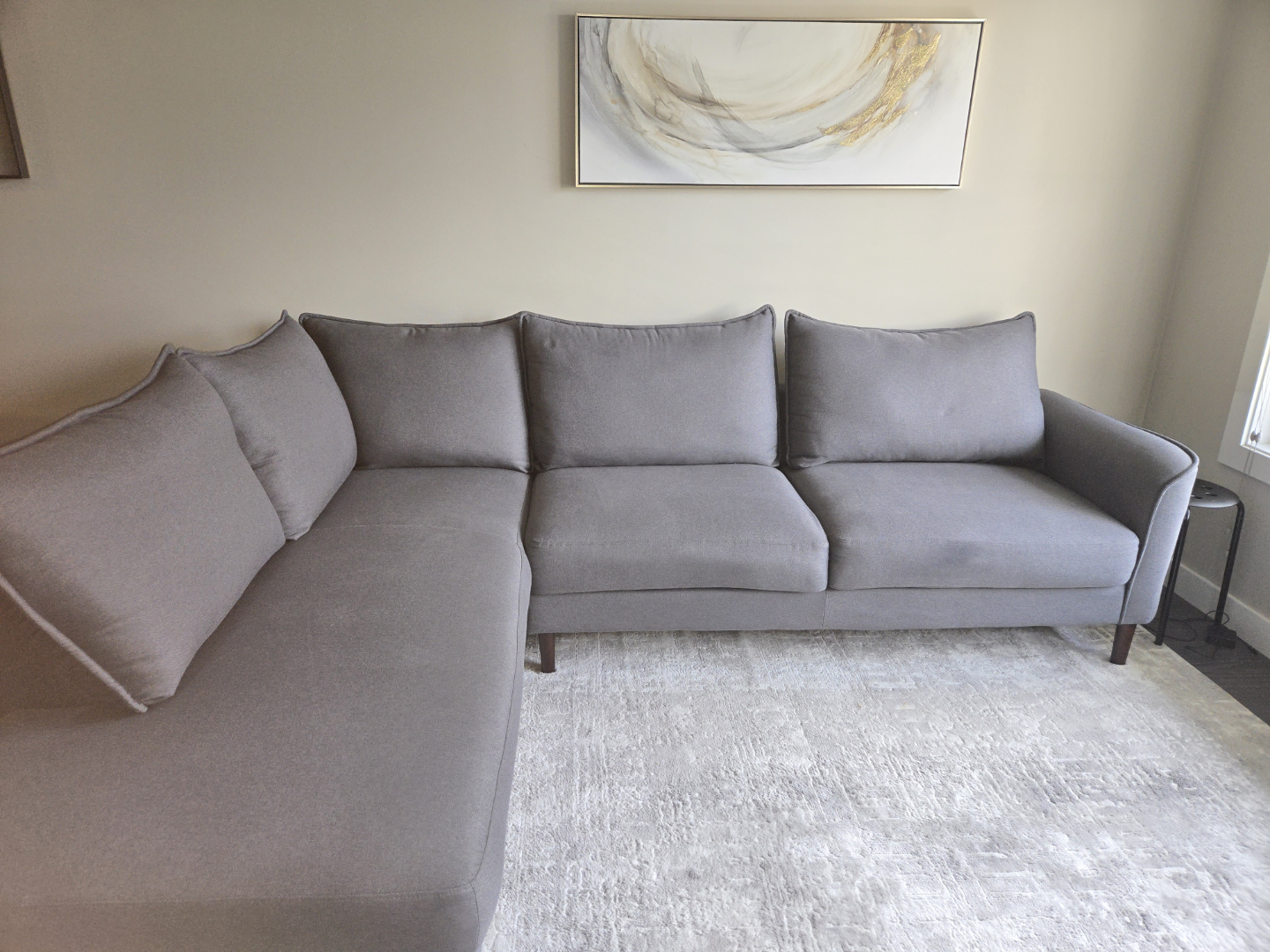 Grey L-Shaped Sectional Sofa - photo 2