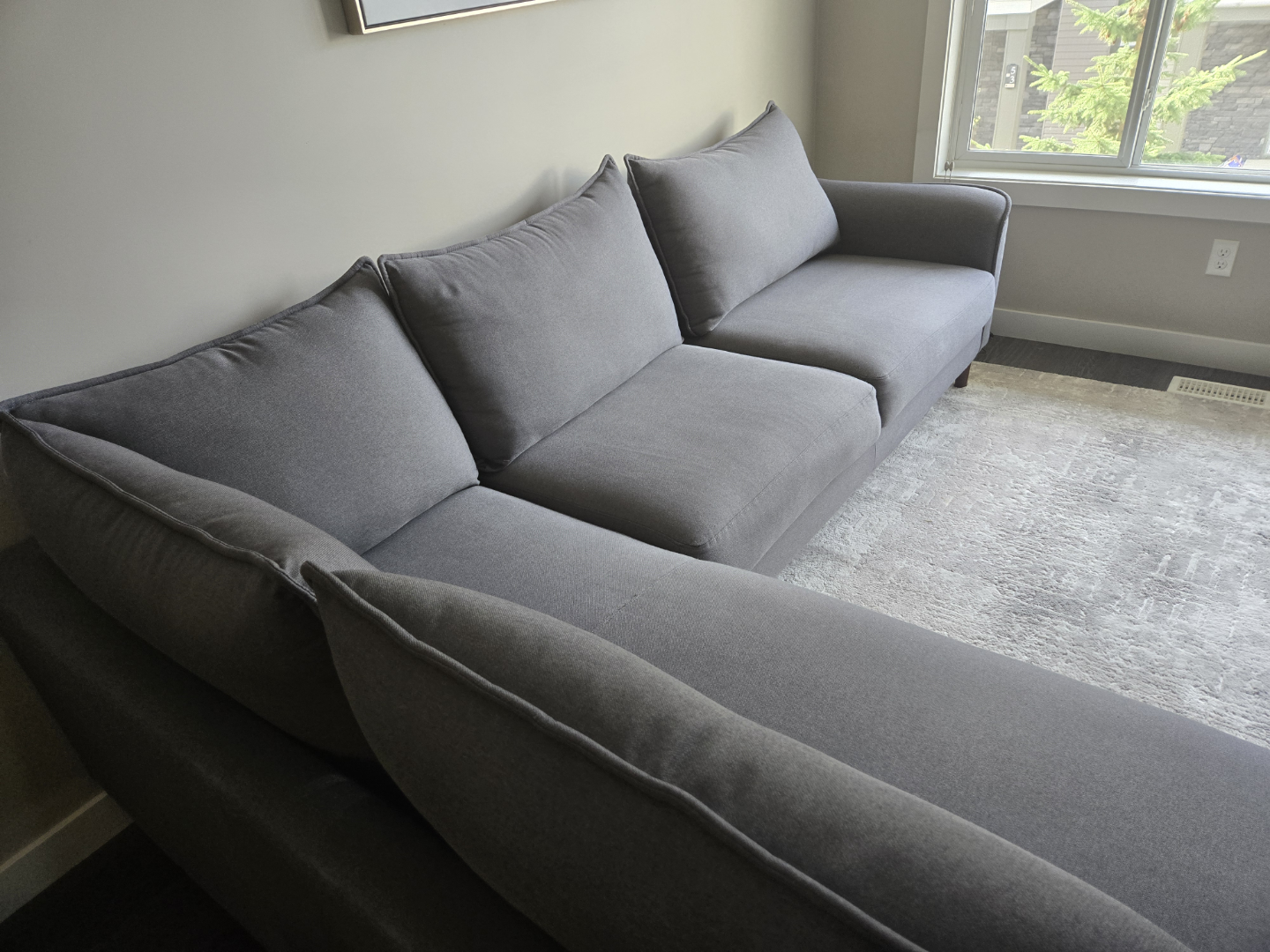 Grey L-Shaped Sectional Sofa - photo 3