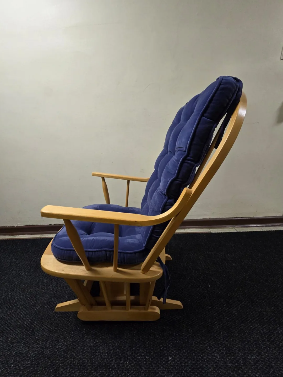 Wooden Glider Rocker with Blue Cushion image indicator(3)