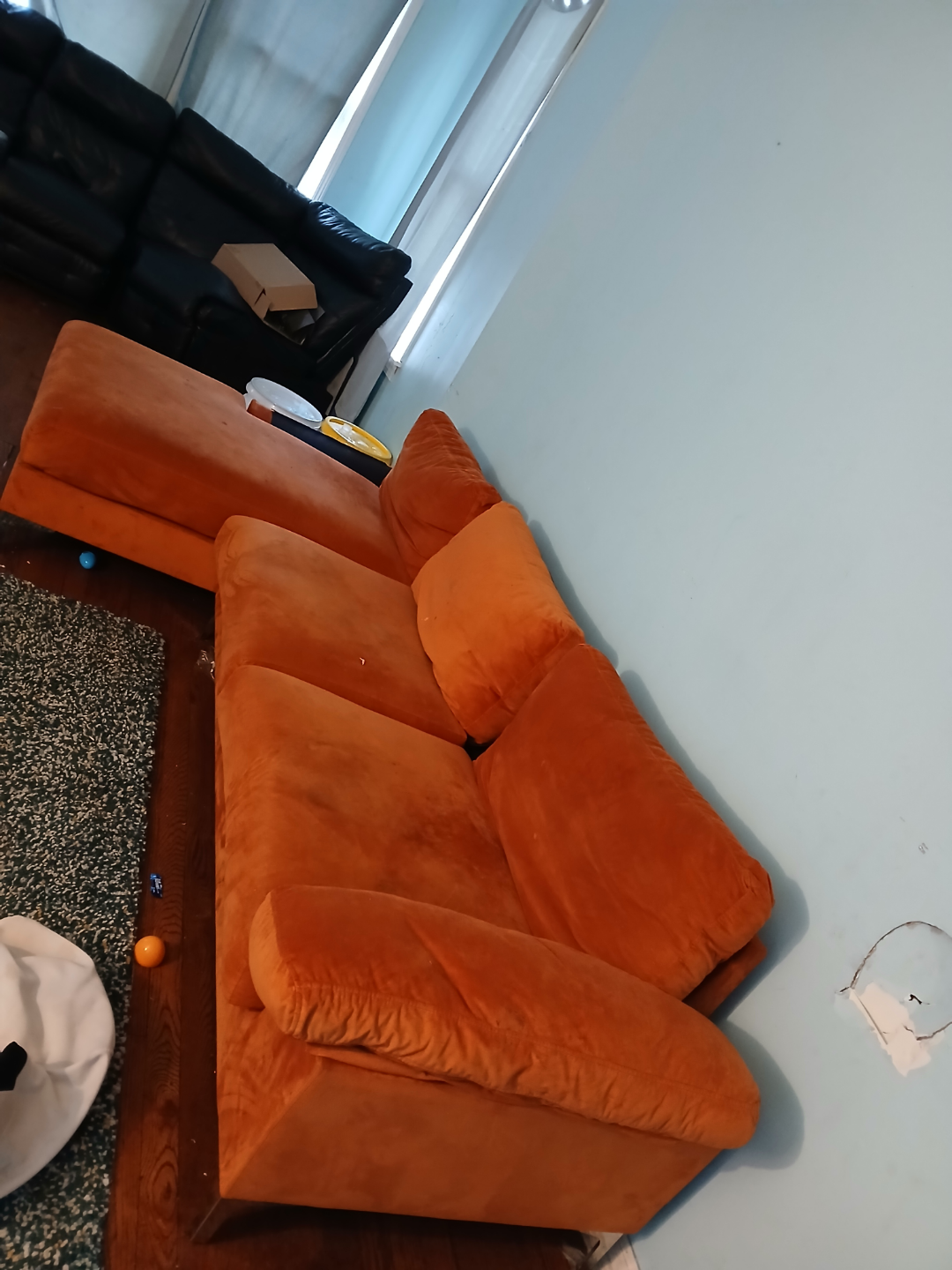 Orange Velvet Sectional Sofa