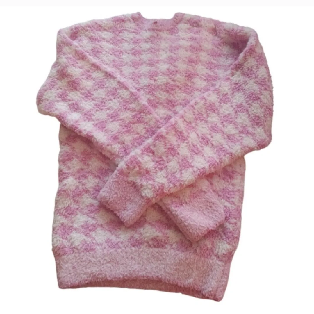 SKIMS Unisex Pink Petal Houndstooth Cozy Top image indicator(3)