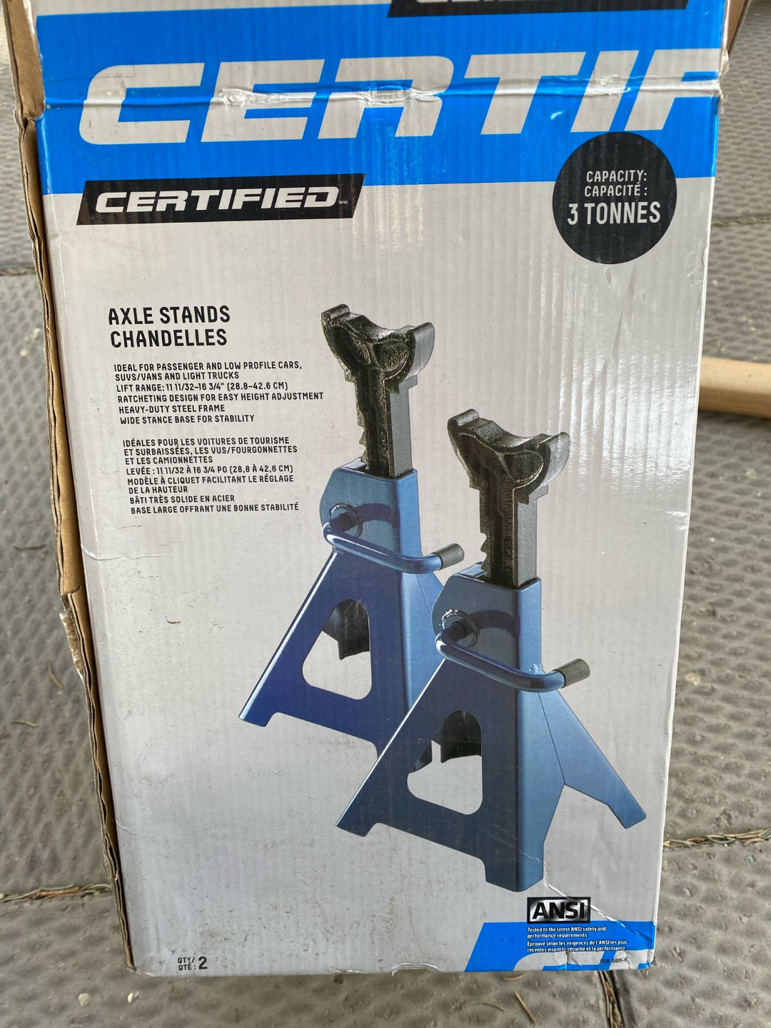 CERTIFIED 3-tonne Axle Stands - New in Box