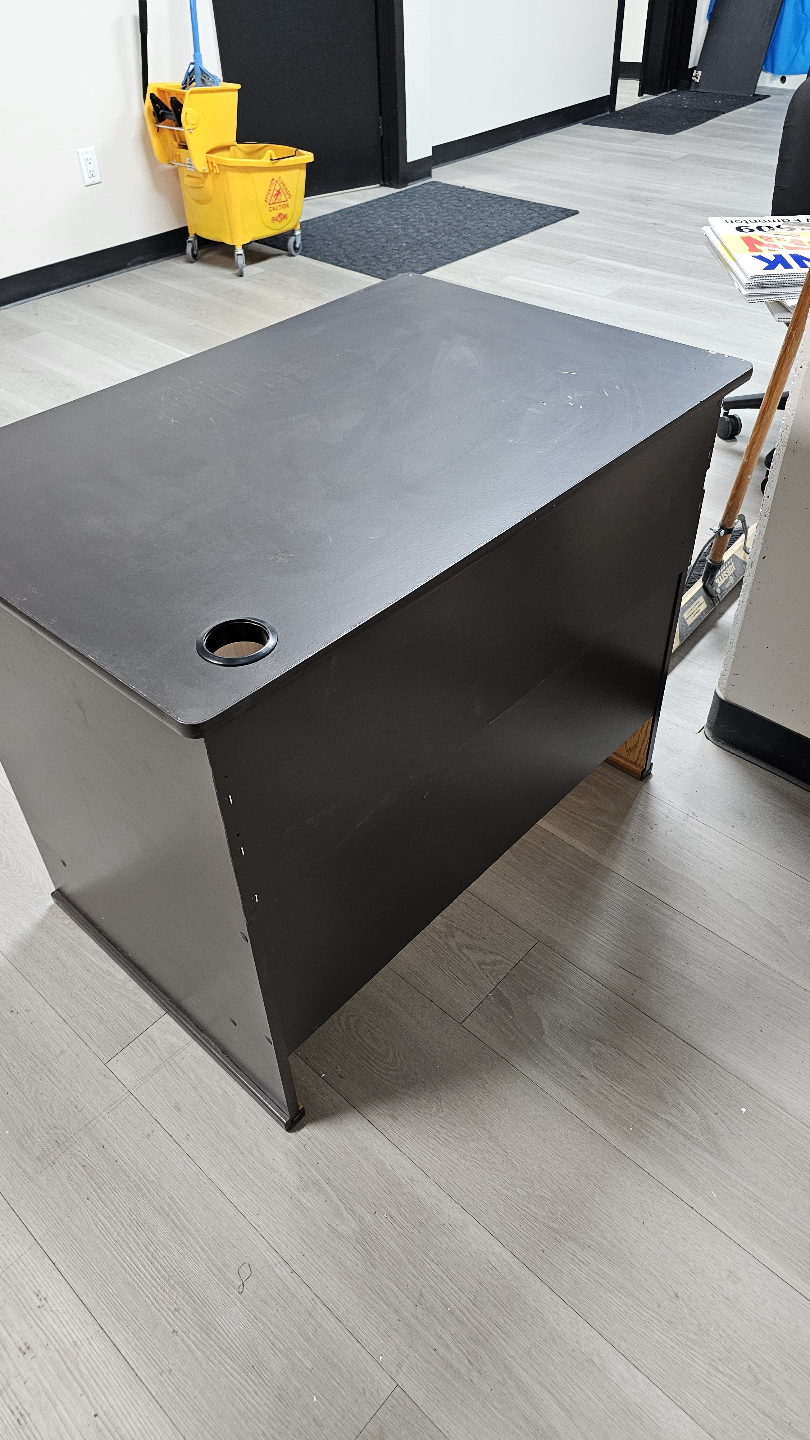 Used Office Desk - Dark Brown Laminate Top - photo 2
