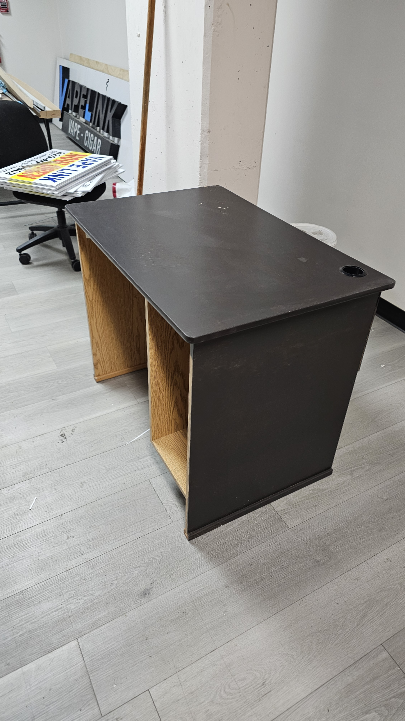 Used Office Desk - Dark Brown Laminate Top - photo 3