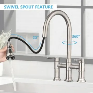 Brushed Nickel Kitchen Faucet with Pull-Down Sprayer image indicator(3)
