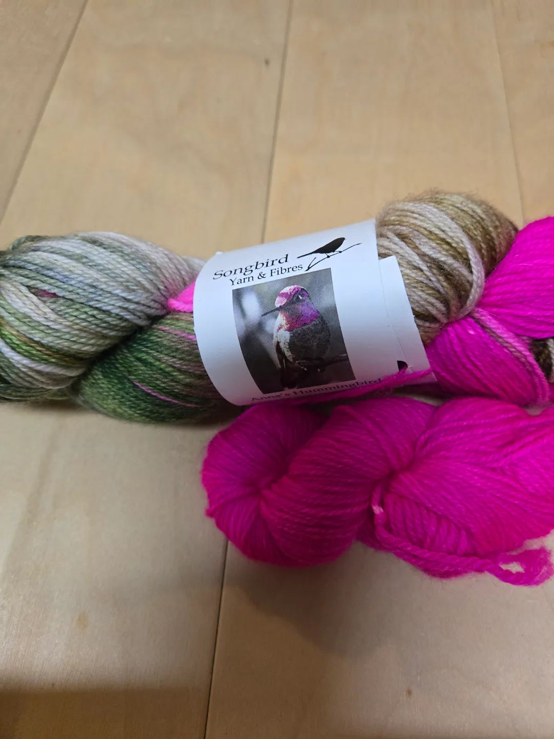 Songbird Yarn & Fibres Yarn Bundle - Green/Brown & Pink thumbnail