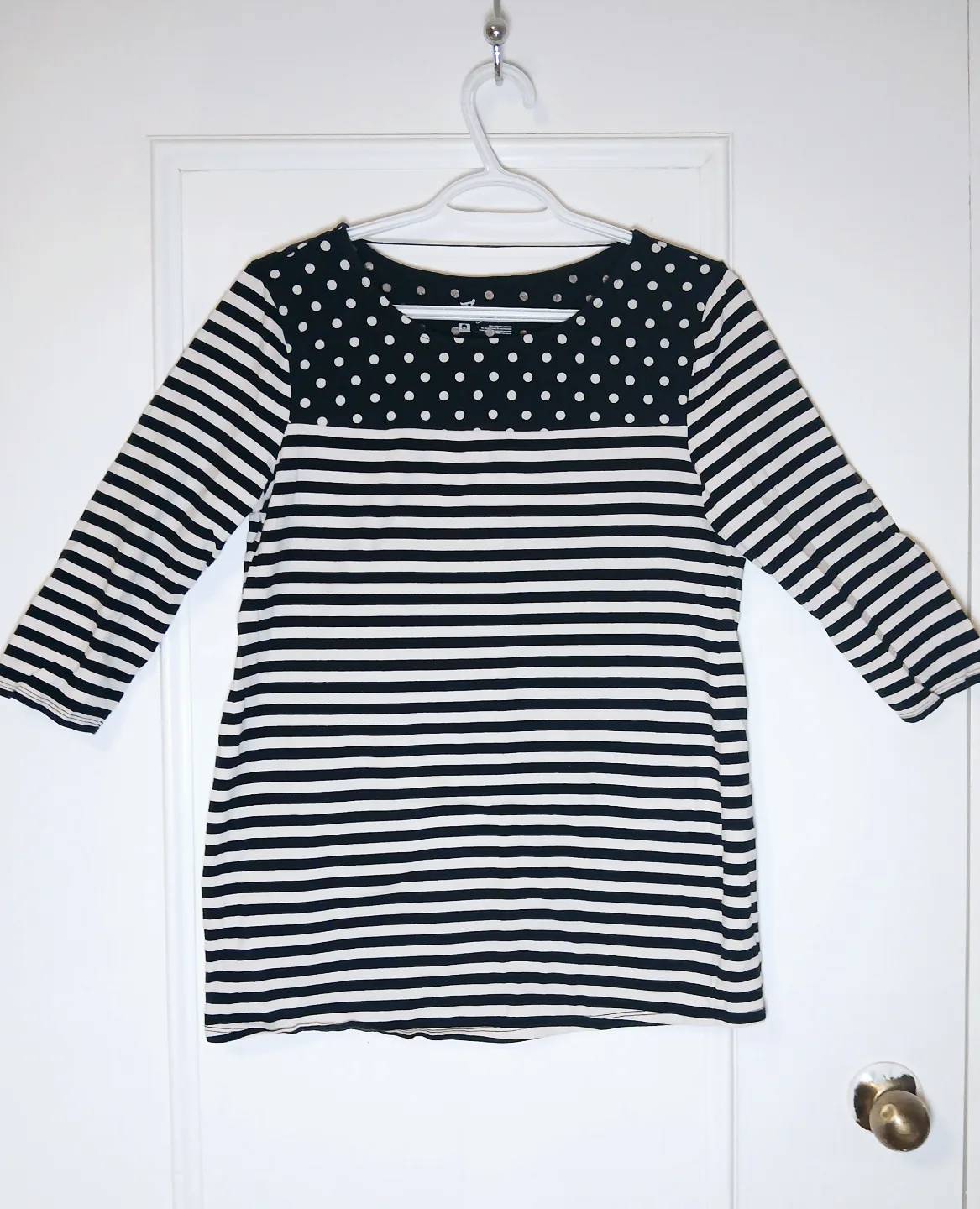 Women's M-L Thyme Black and White Sleeved Top thumbnail