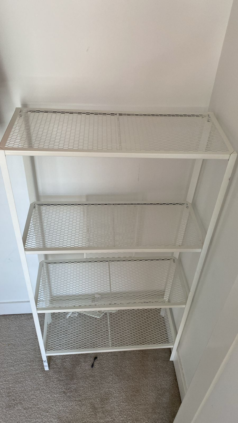 White Metal 4-Shelf Shelving Unit