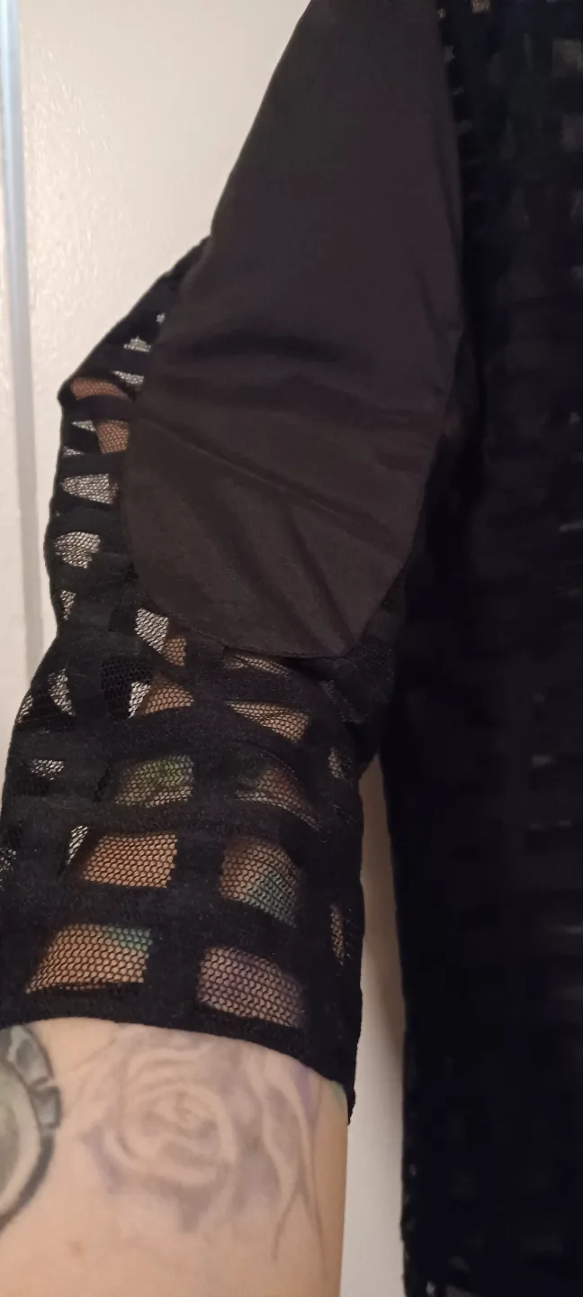 Black Sheer Grid Cardigan image indicator(5)