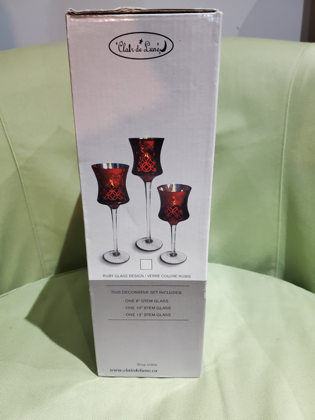 Clair de Lune Ruby Glass Candle Holder Set - photo 2
