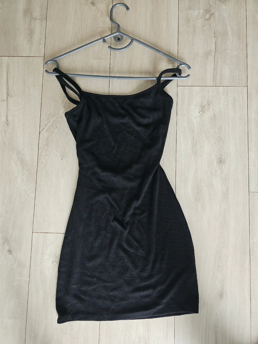 Black Ribbed Mini Dress with Open Back image indicator(6)