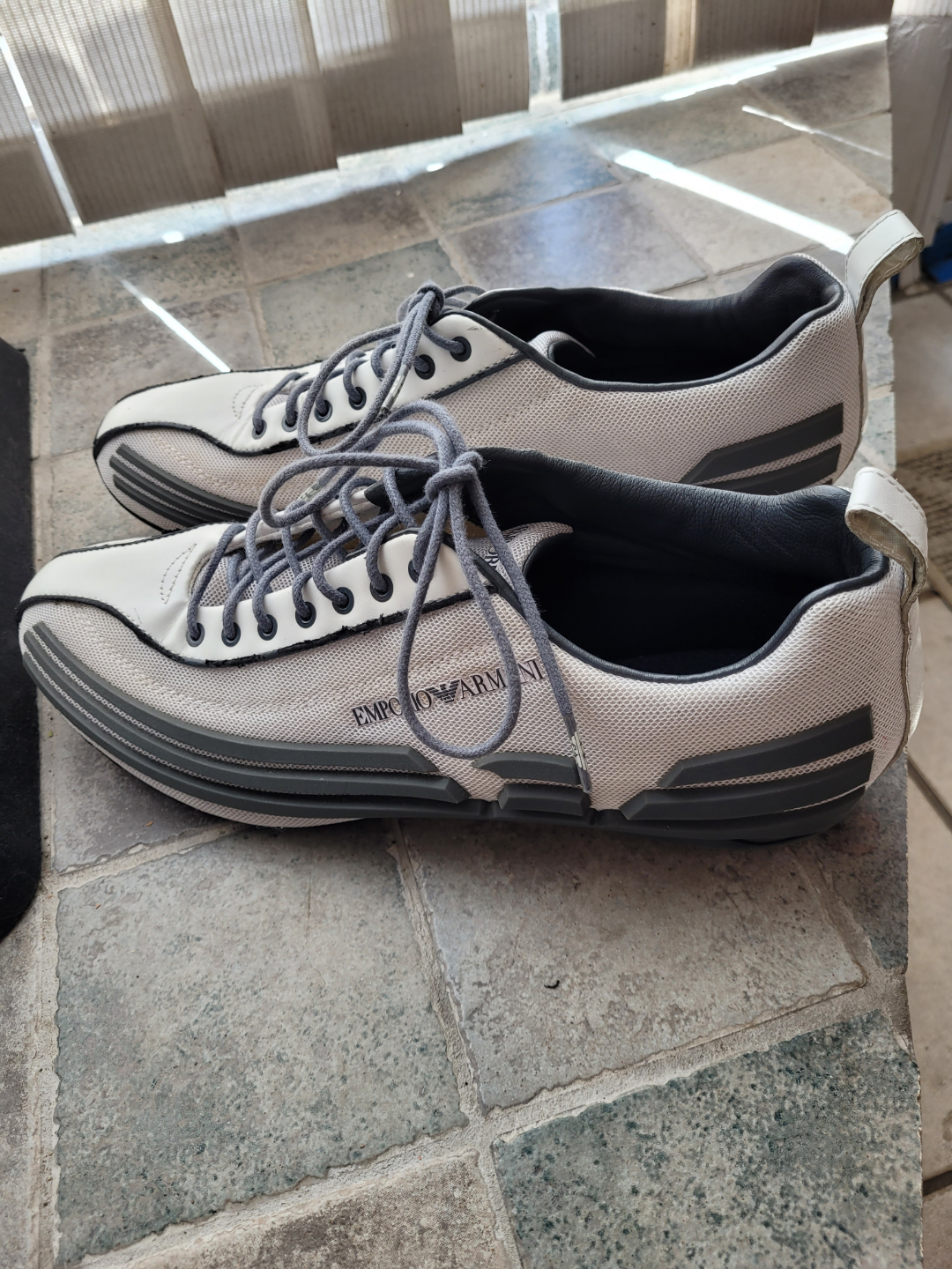 Emporio Armani Men's White and Grey Sneakers - photo 3