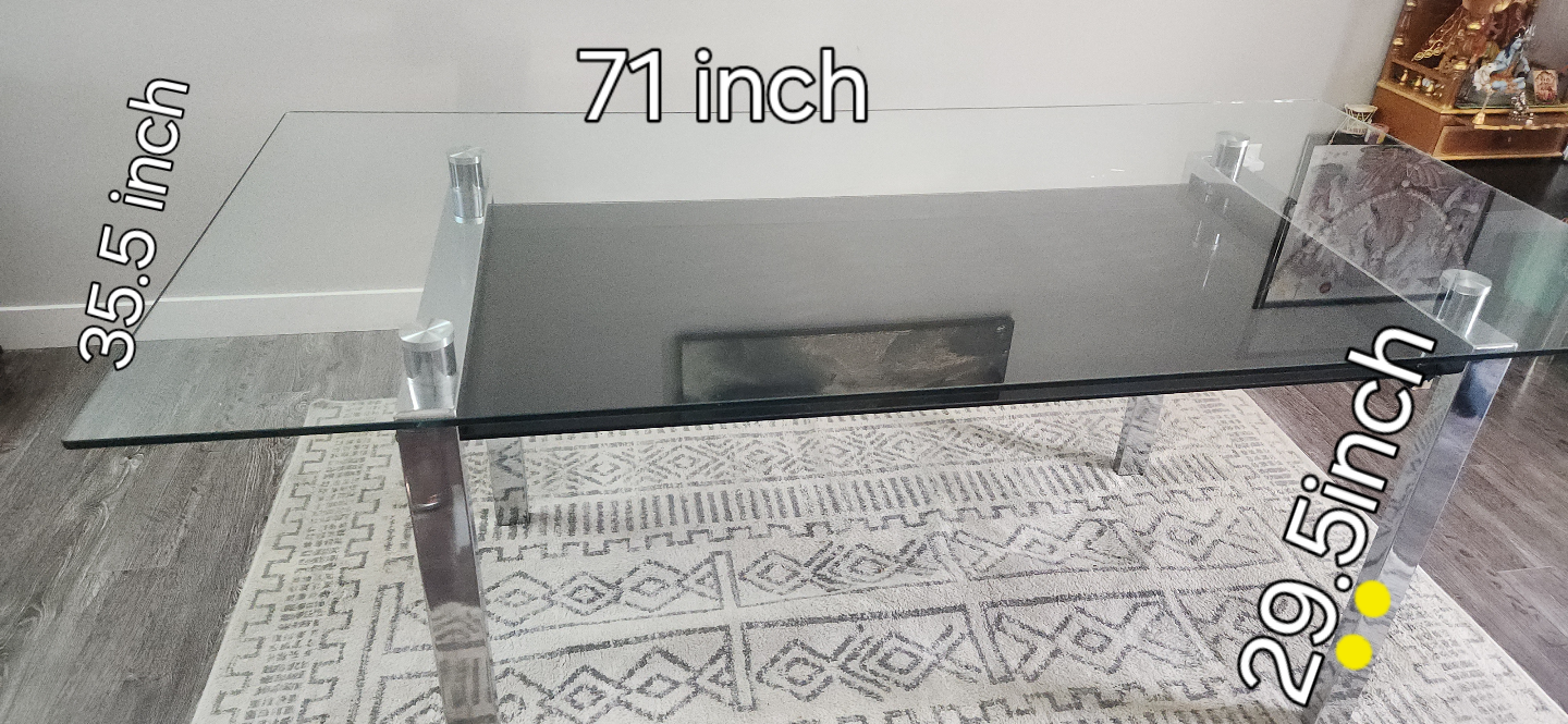Modern Glass Dining Table - 71" x 35.5"