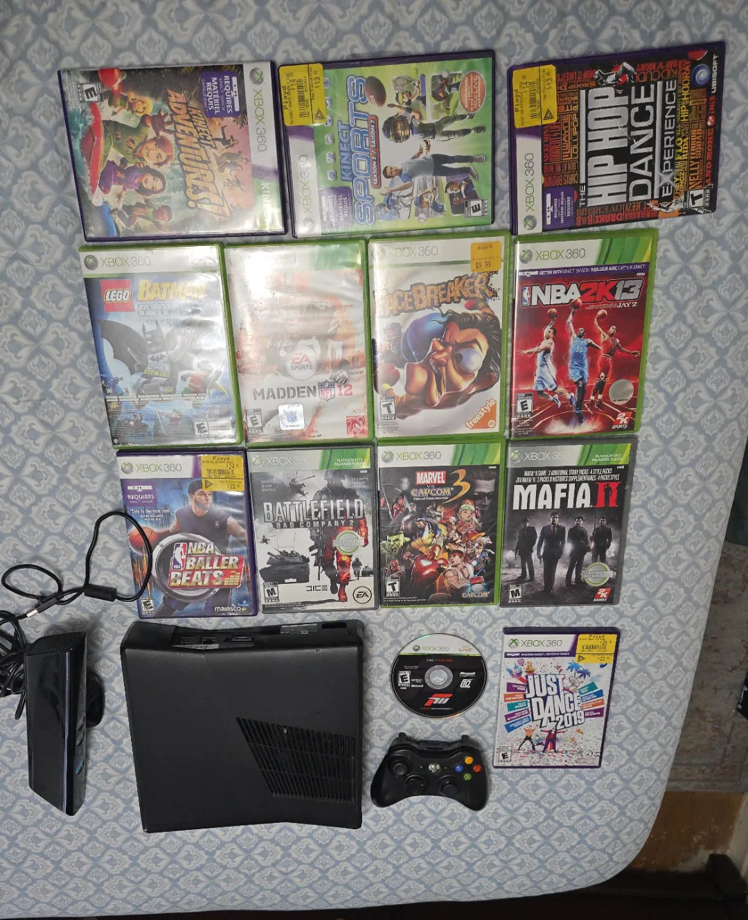 Xbox 360 Console with Games and 2 Controllers, and a Kinect thumbnail