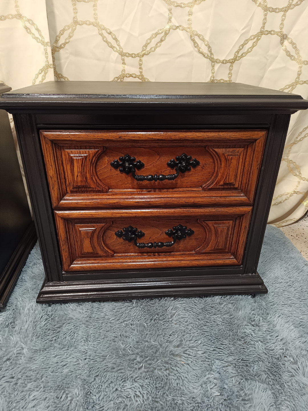 Pair of Vintage Nightstands, Two-Drawer, Dark Wood - photo 3