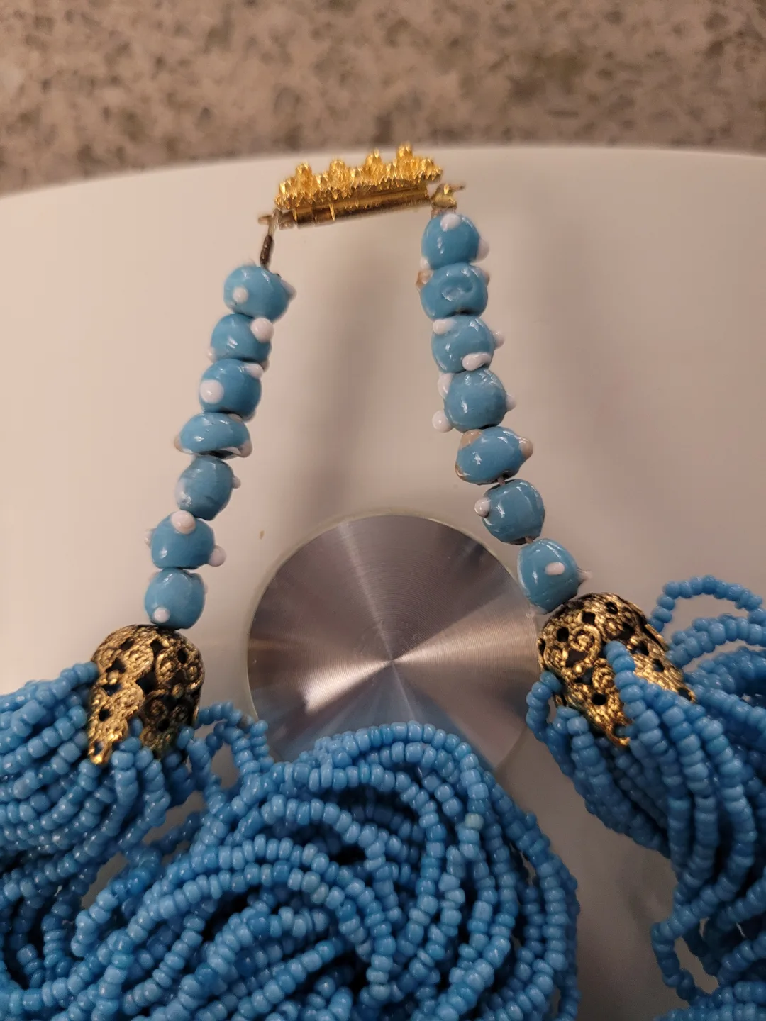 VINTAGE light Blue Seed necklace image indicator(5)