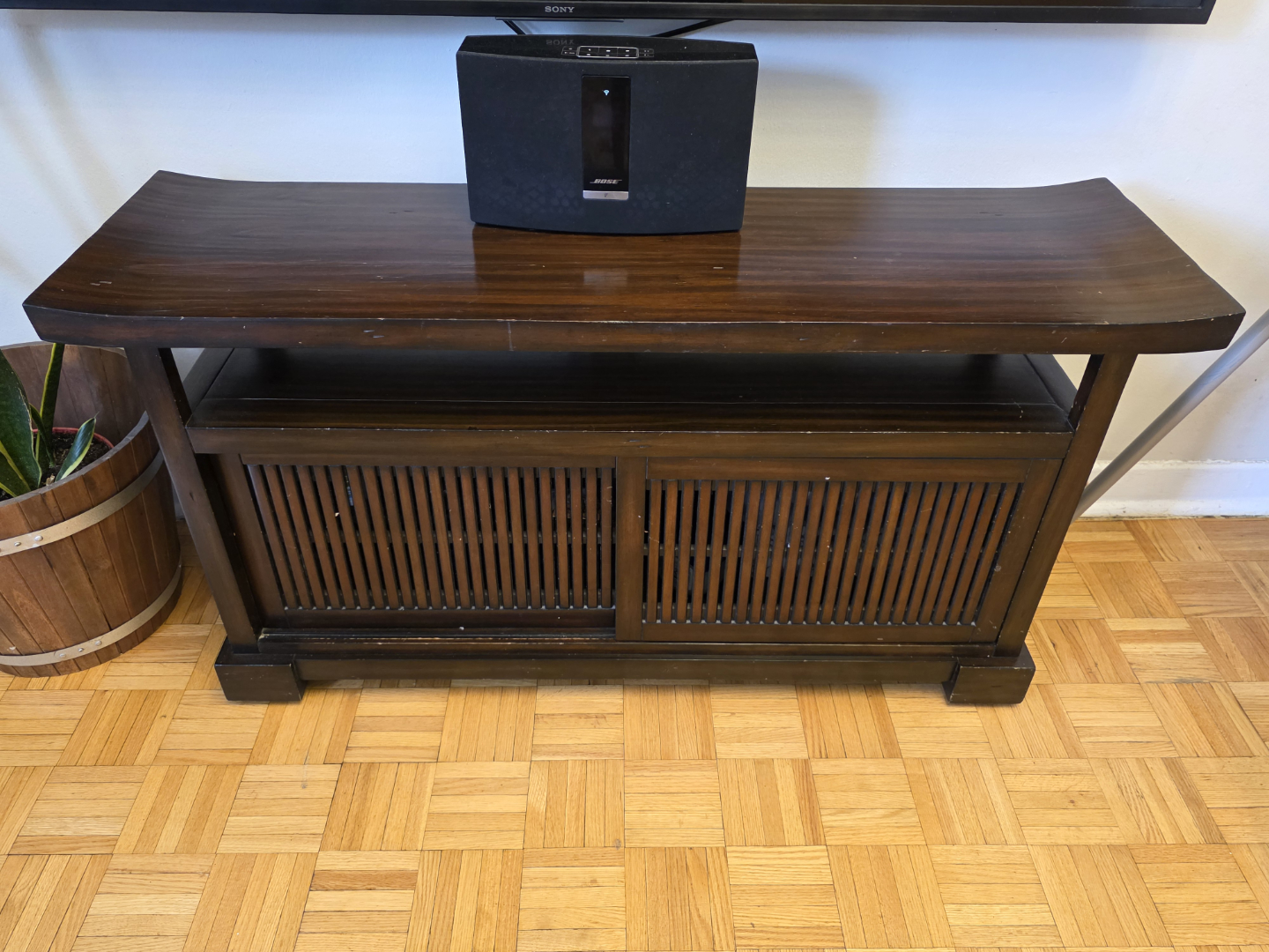 Dark Wood Entertainment Center with Storage
