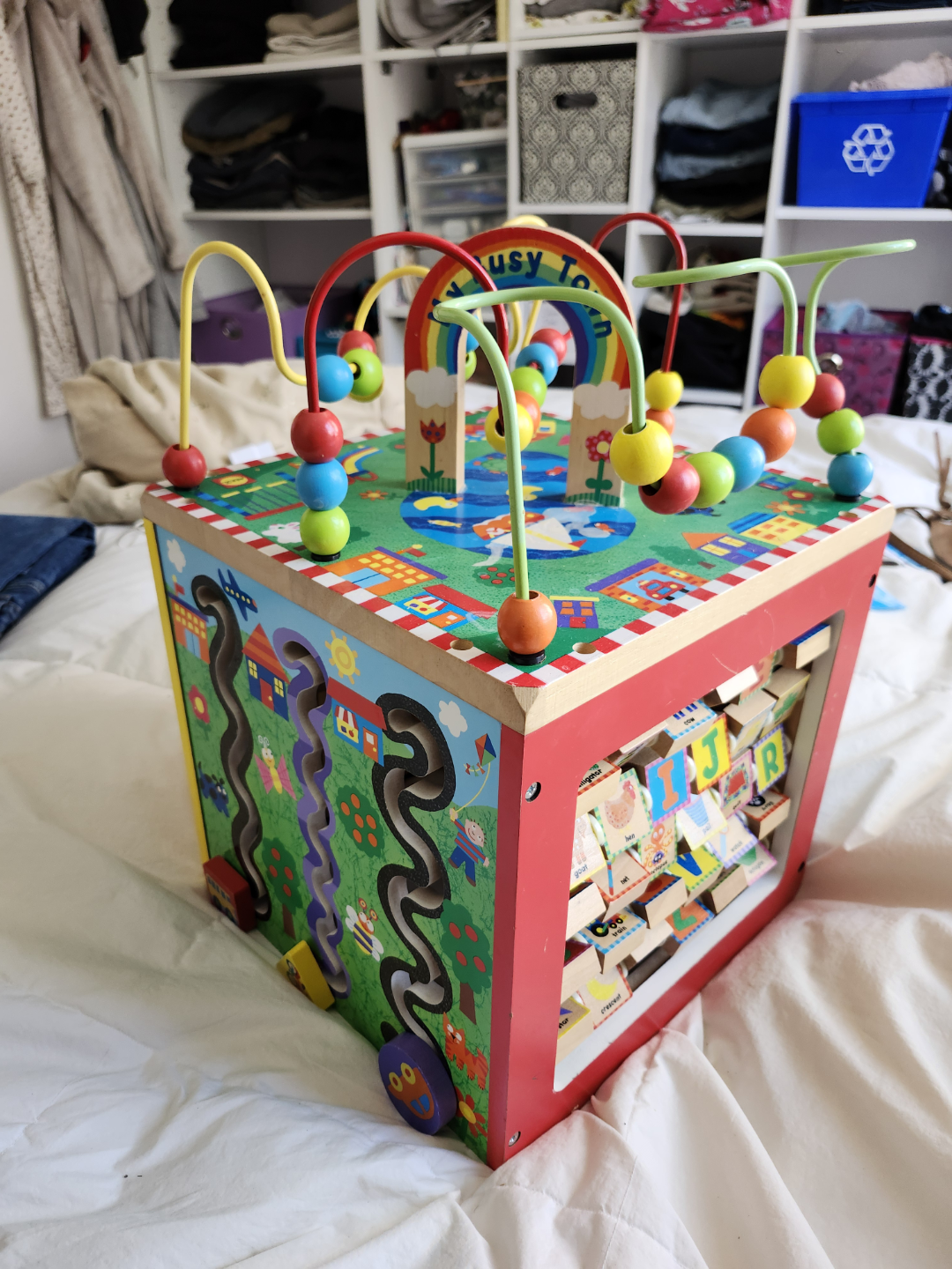 Busy Town Wooden Activity Cube Toy