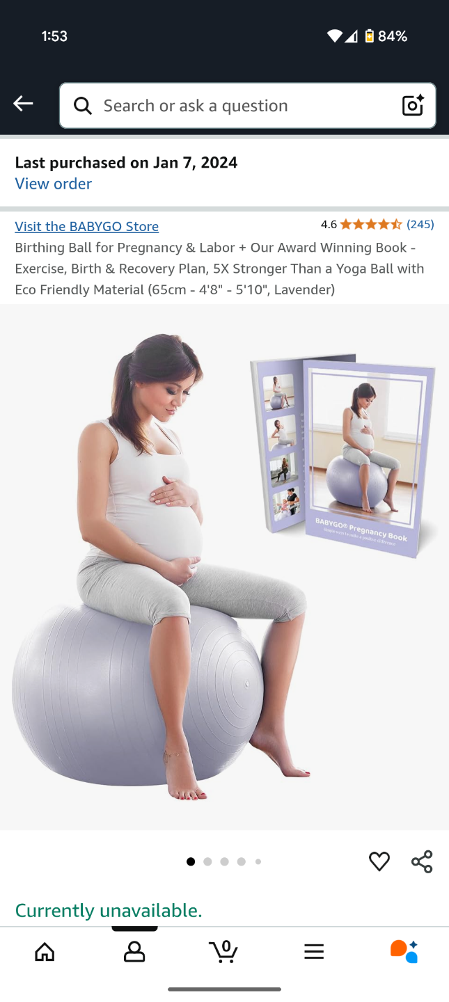 BABYGO Birthing Ball - 65cm Lavender