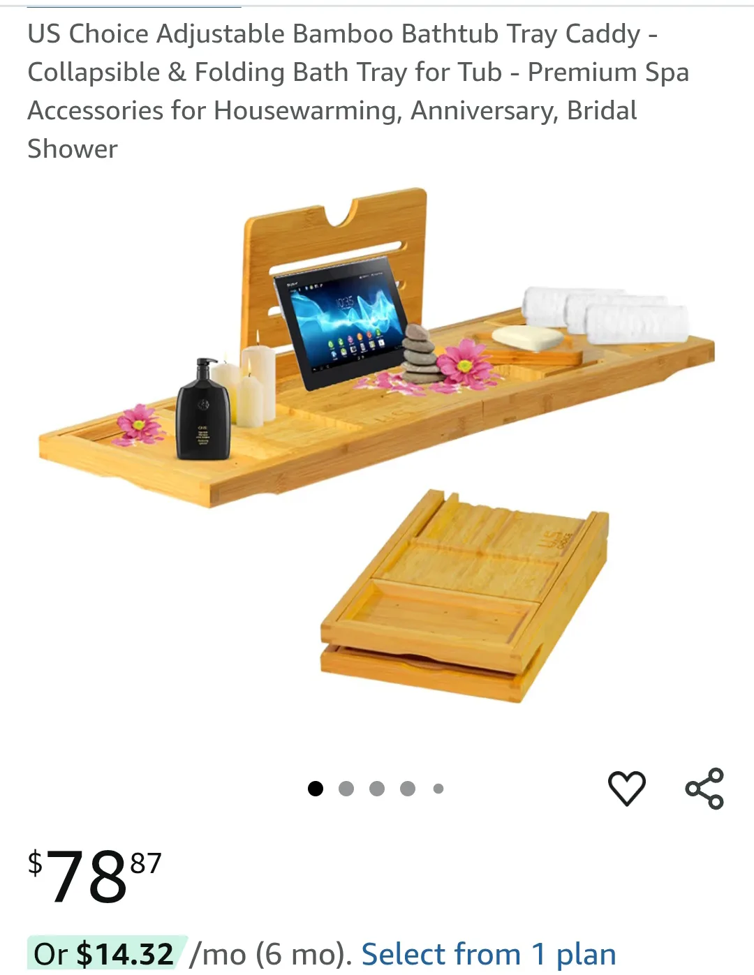 Extendable Bamboo Bathtub Caddy Tray image indicator(8)
