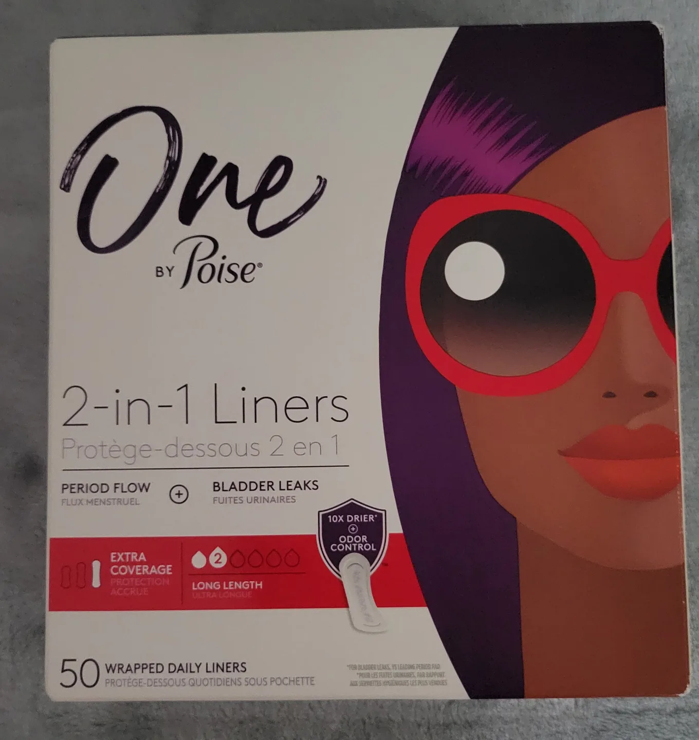 Poise One by Poise 2-in-1 Liners - 50 count image indicator(2)