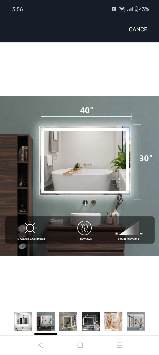 Lighted Bathroom Mirror 40"x30" thumbnail