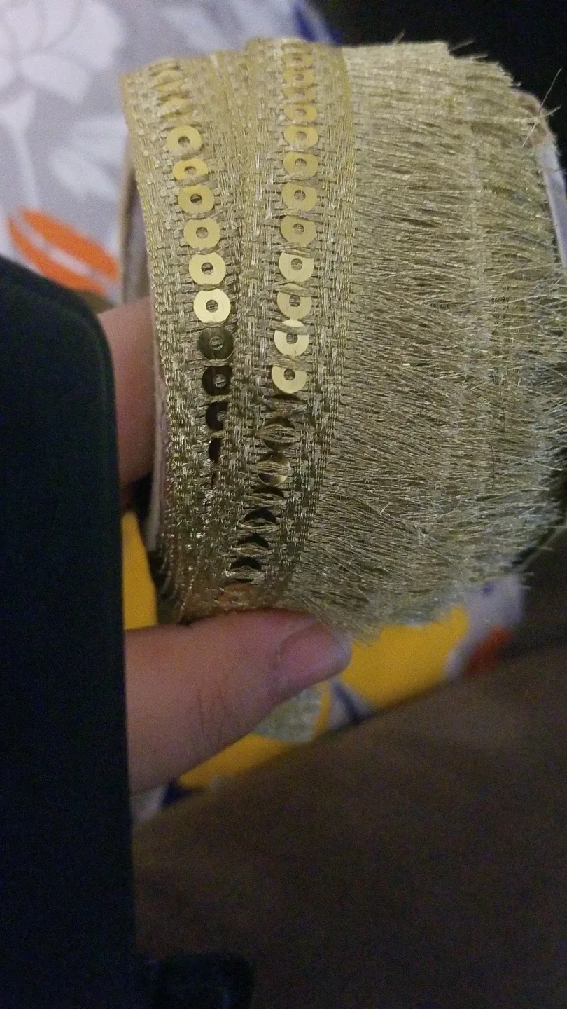 Gold Sequin and Fringe Trim thumbnail