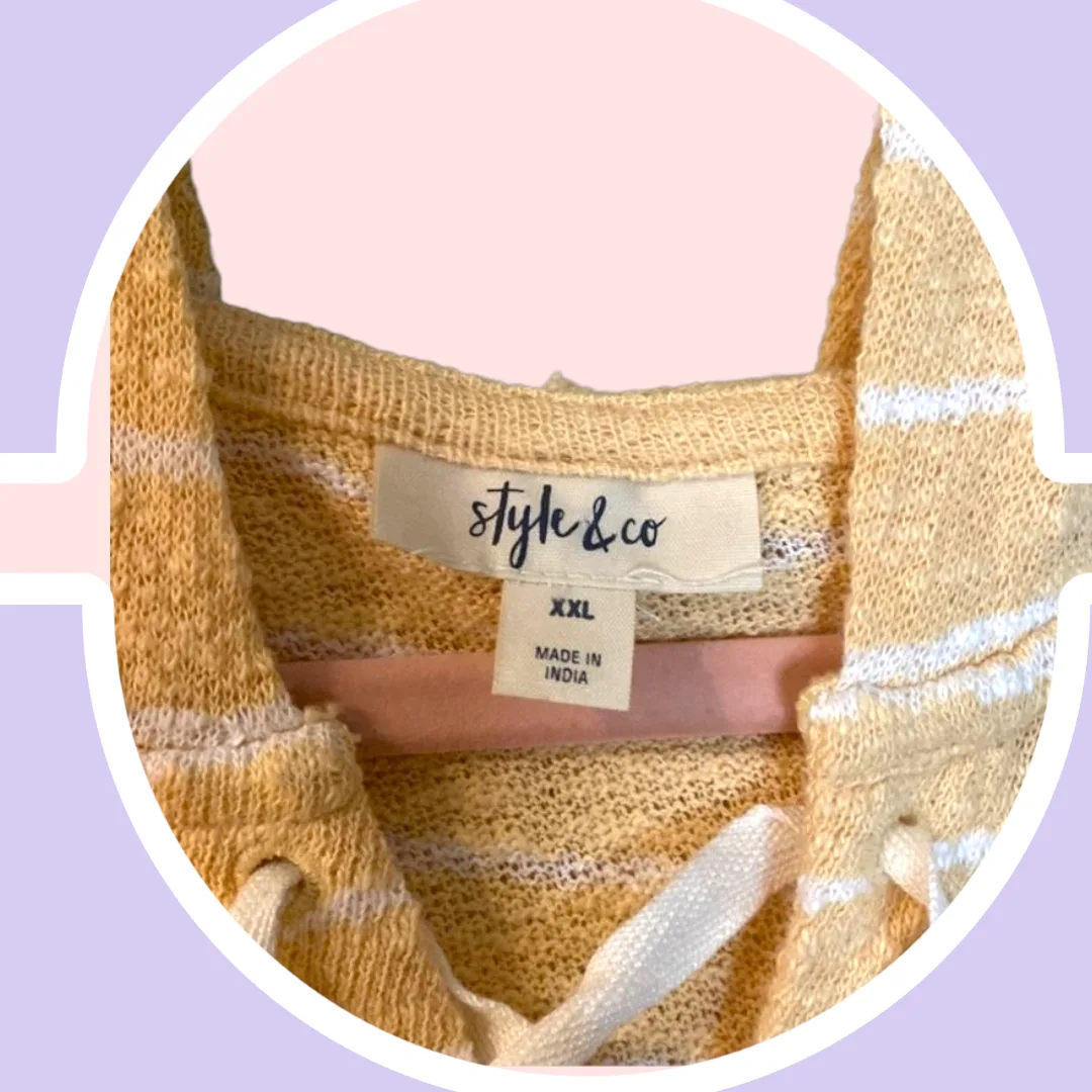 Style & Co Peach & White Striped Lightweight Knit Hoodie image indicator(3)