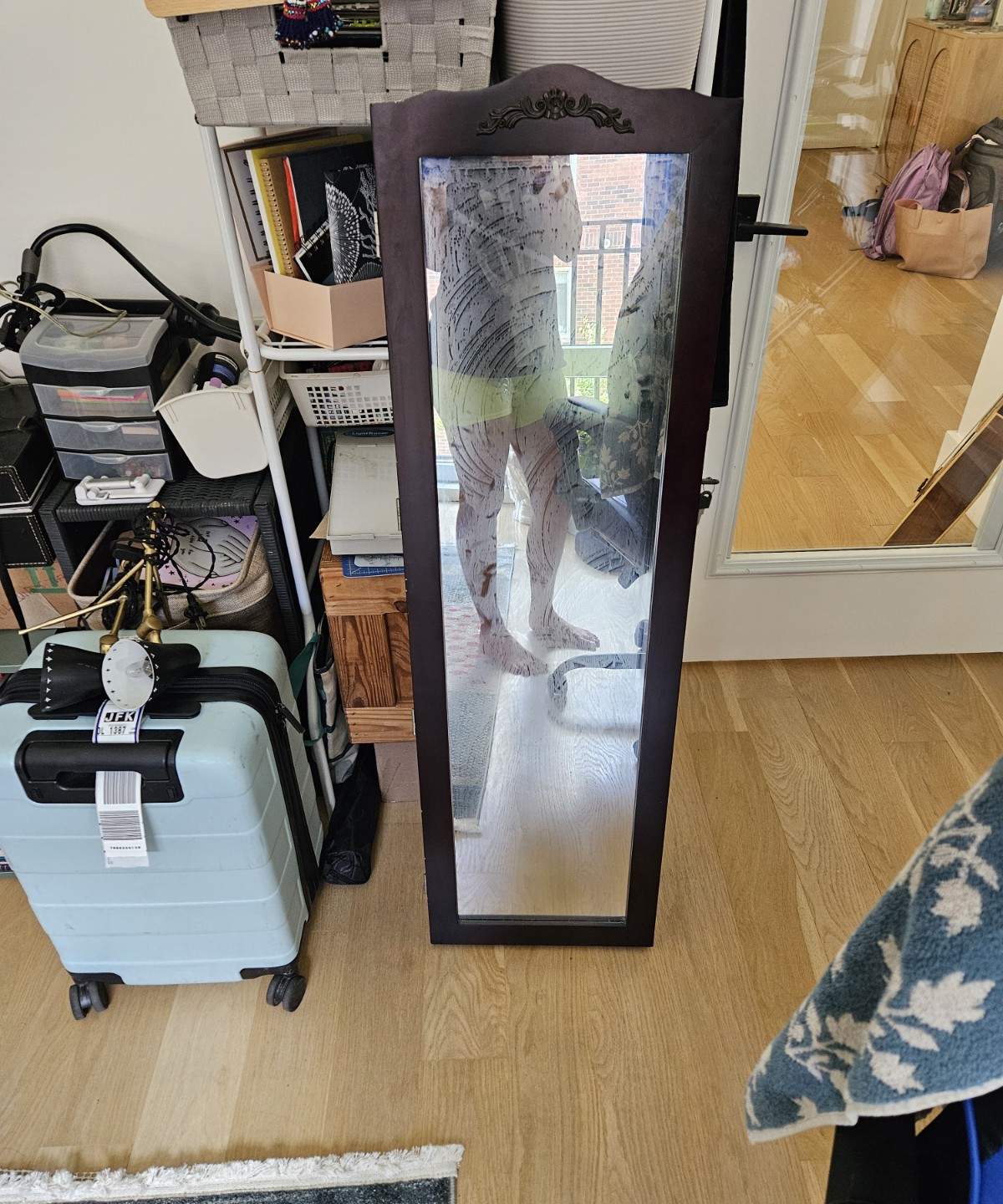 Wooden Jewelry Armoire with Mirror, can wall mount