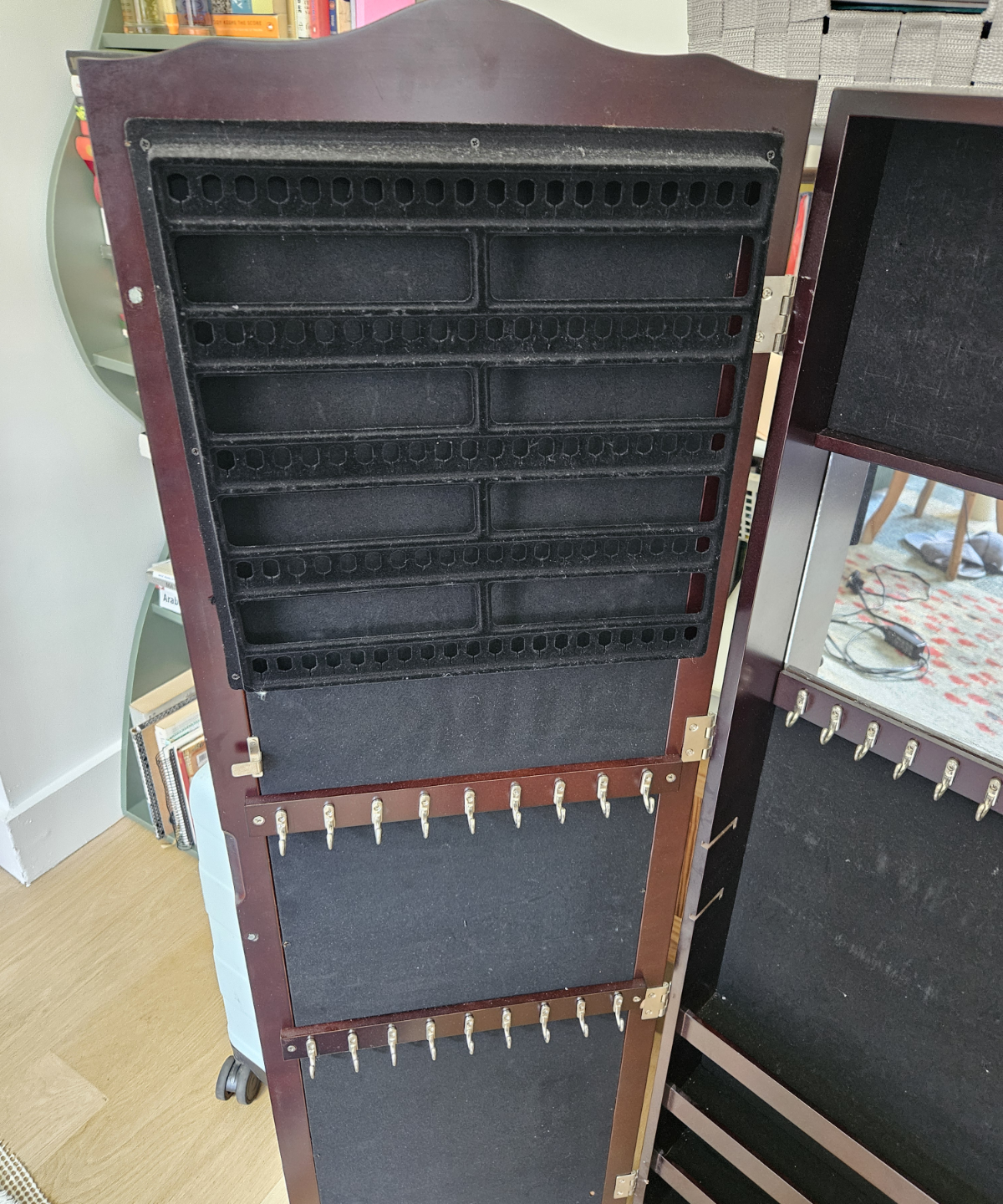 Wooden Jewelry Armoire with Mirror, can wall mount - photo 3