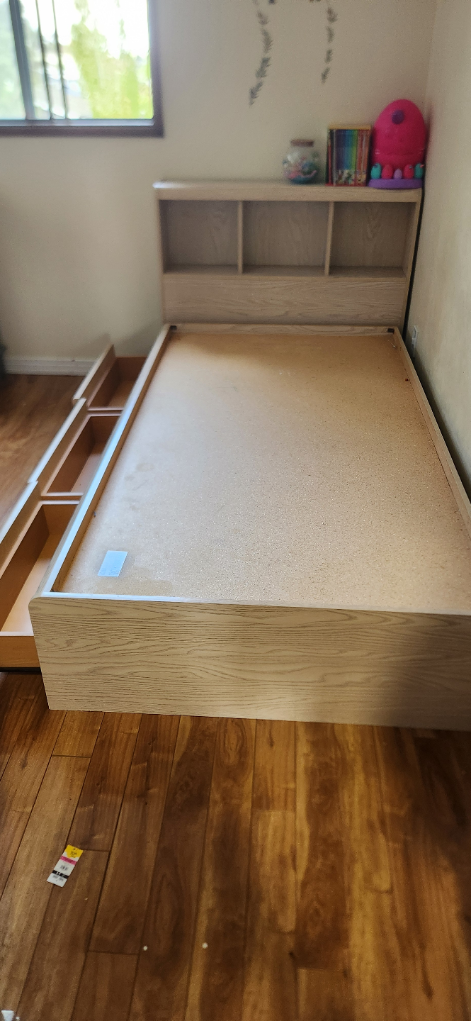 Kids Twin-Size Storage Bed with Headboard