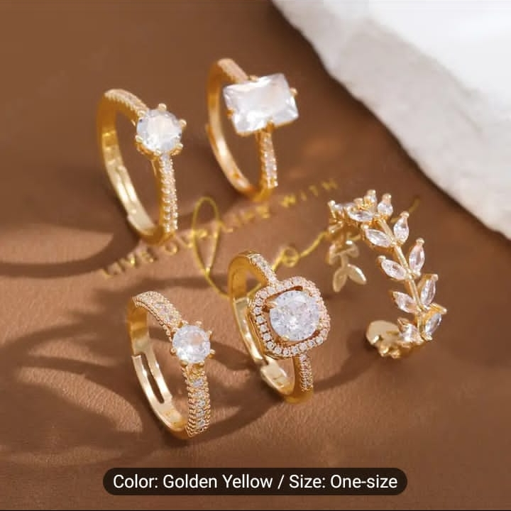 5-Piece Gold Ring Set with Cubic Zirconia - photo 4