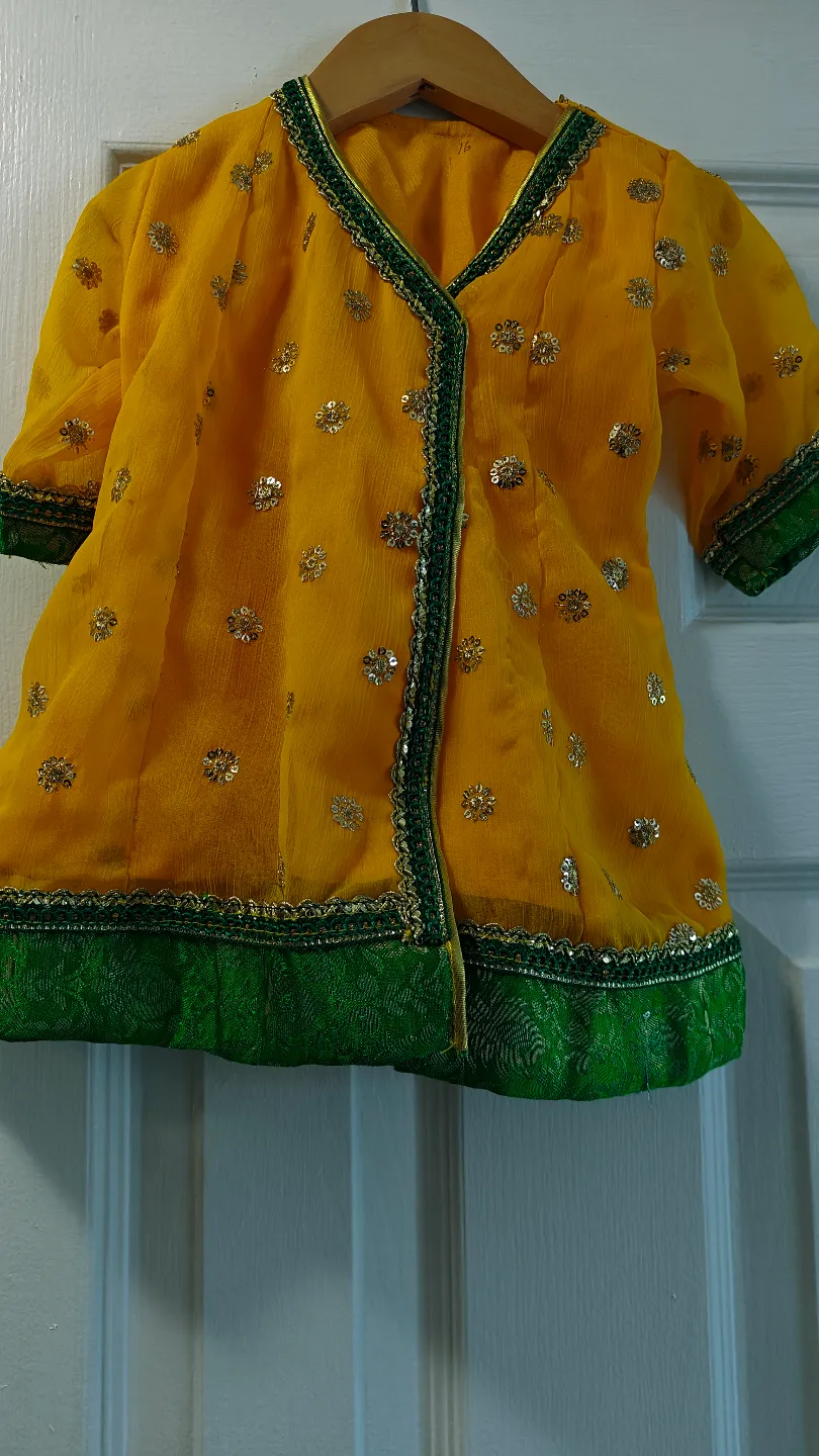 Beautiful Yellow and Green Baby Girl's Kurti and Salwar Set thumbnail