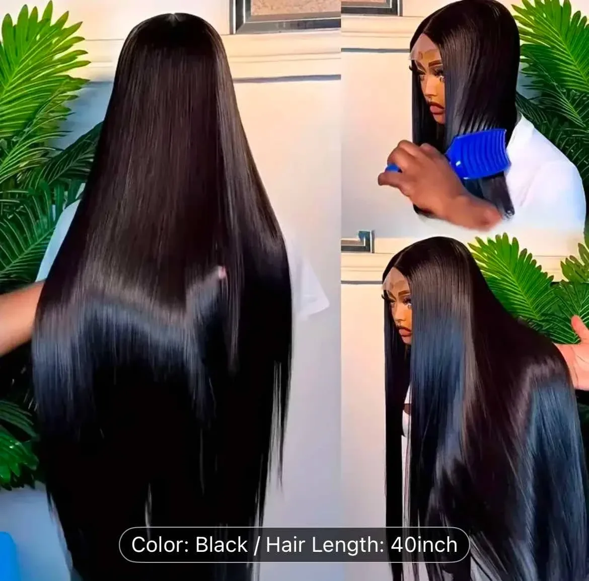 New!!! 40 inch HD Lace Glueless Wig - Black thumbnail