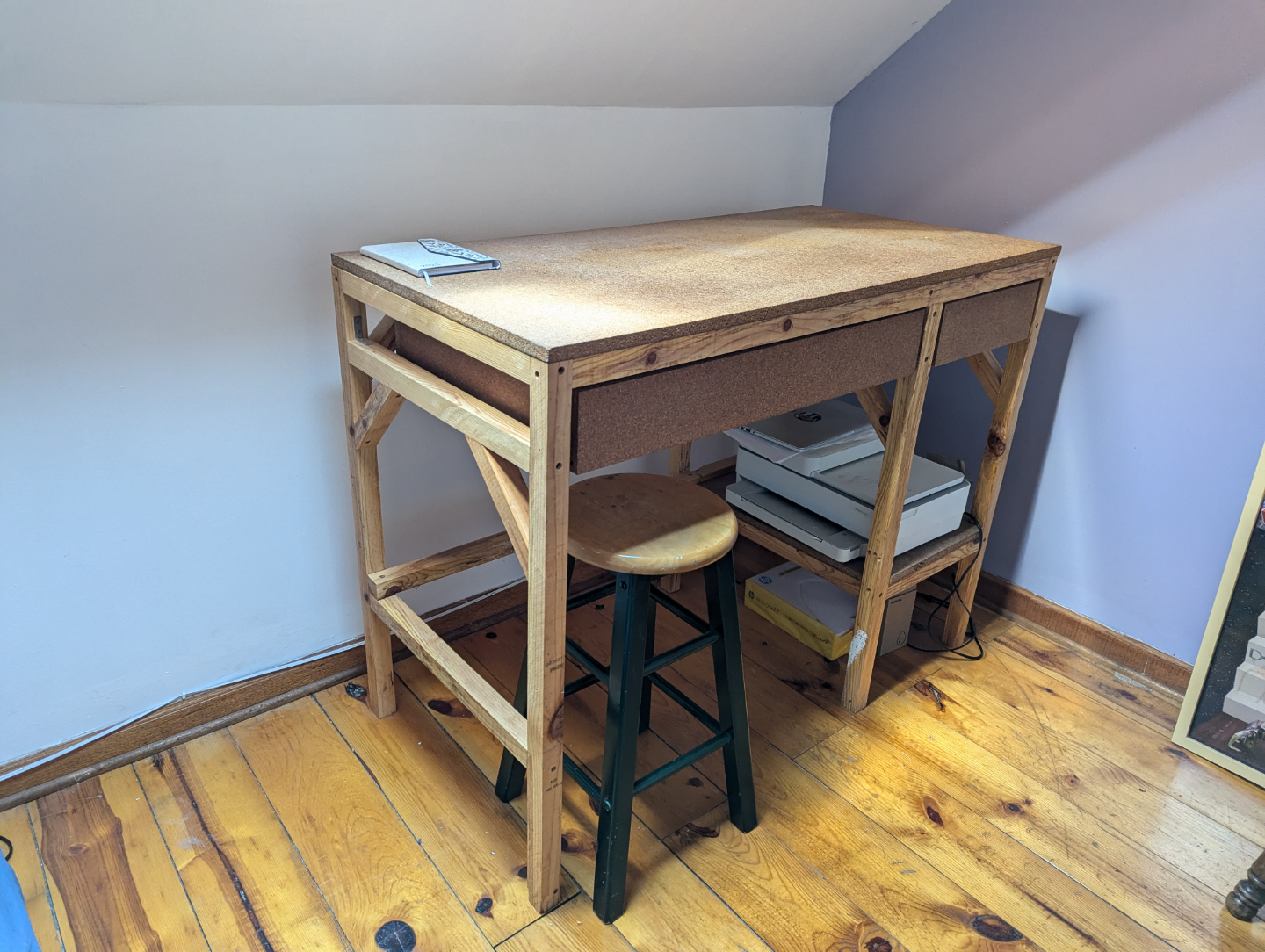 Wood Desk with Two Drawers