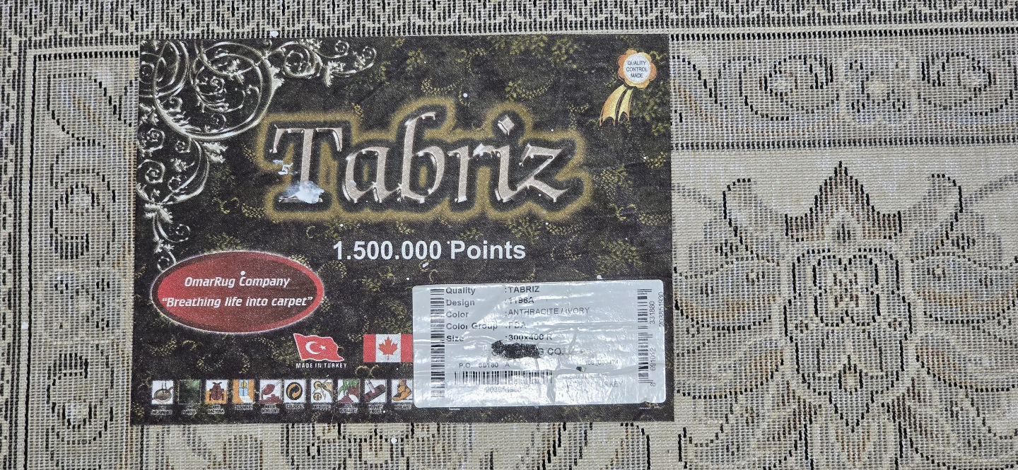 Large Tabriz Rug - Dark gray Floral Pattern - photo 5