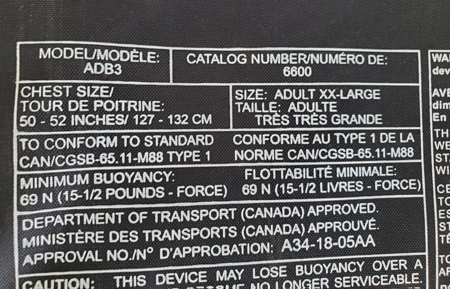 STEARNS Adult Size XXL PFD Life Jacket - photo 4