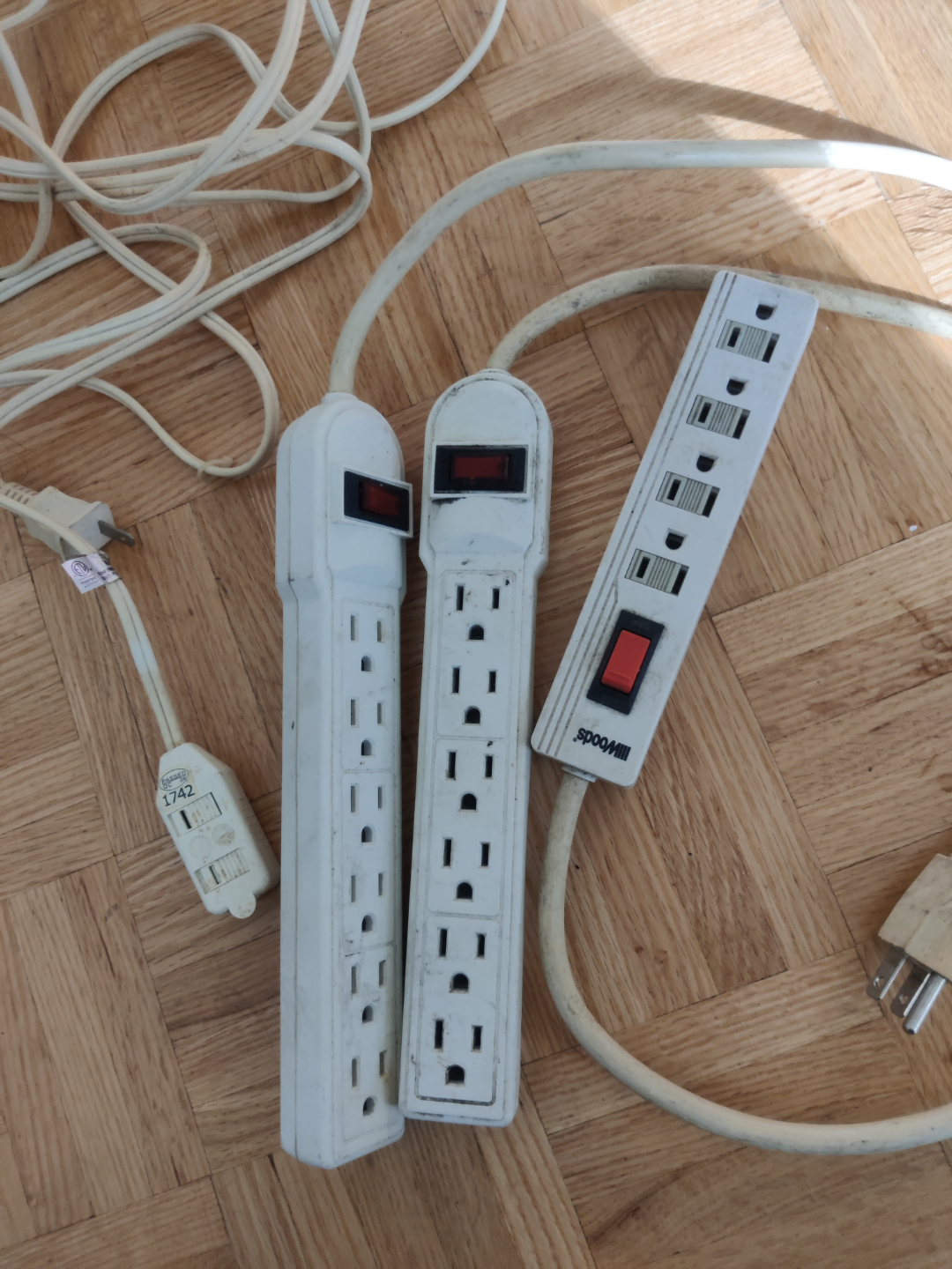 Three power bars and one extension cord