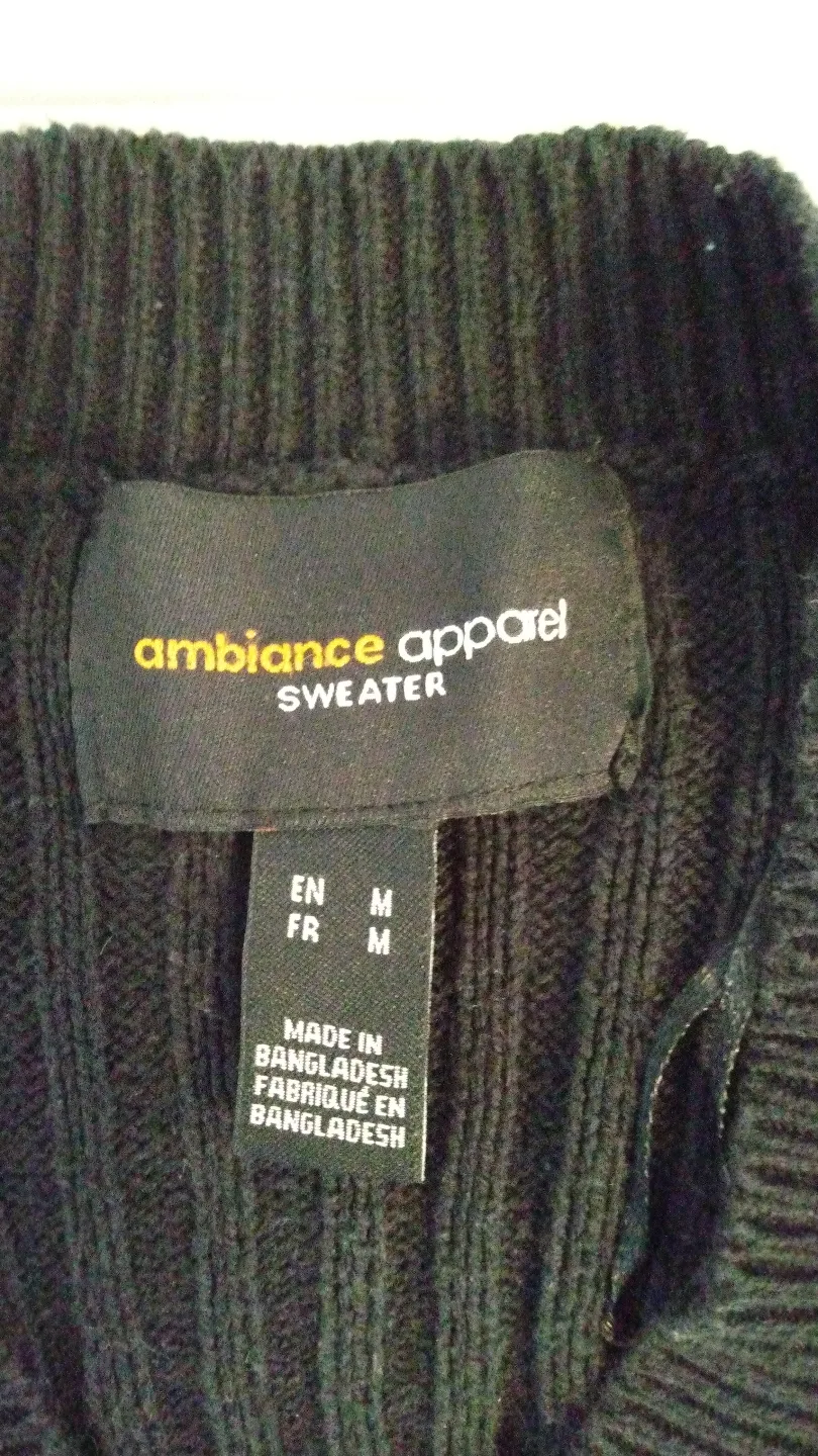 Ambiance Apparel kids Black Cable Knit Cardigan Sweater - Size M image indicator(2)