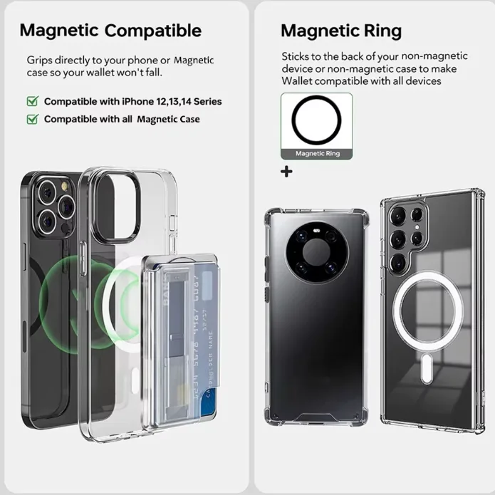 Magnetic Wallet Universal Phone Card Holder Wallet Case image indicator(2)