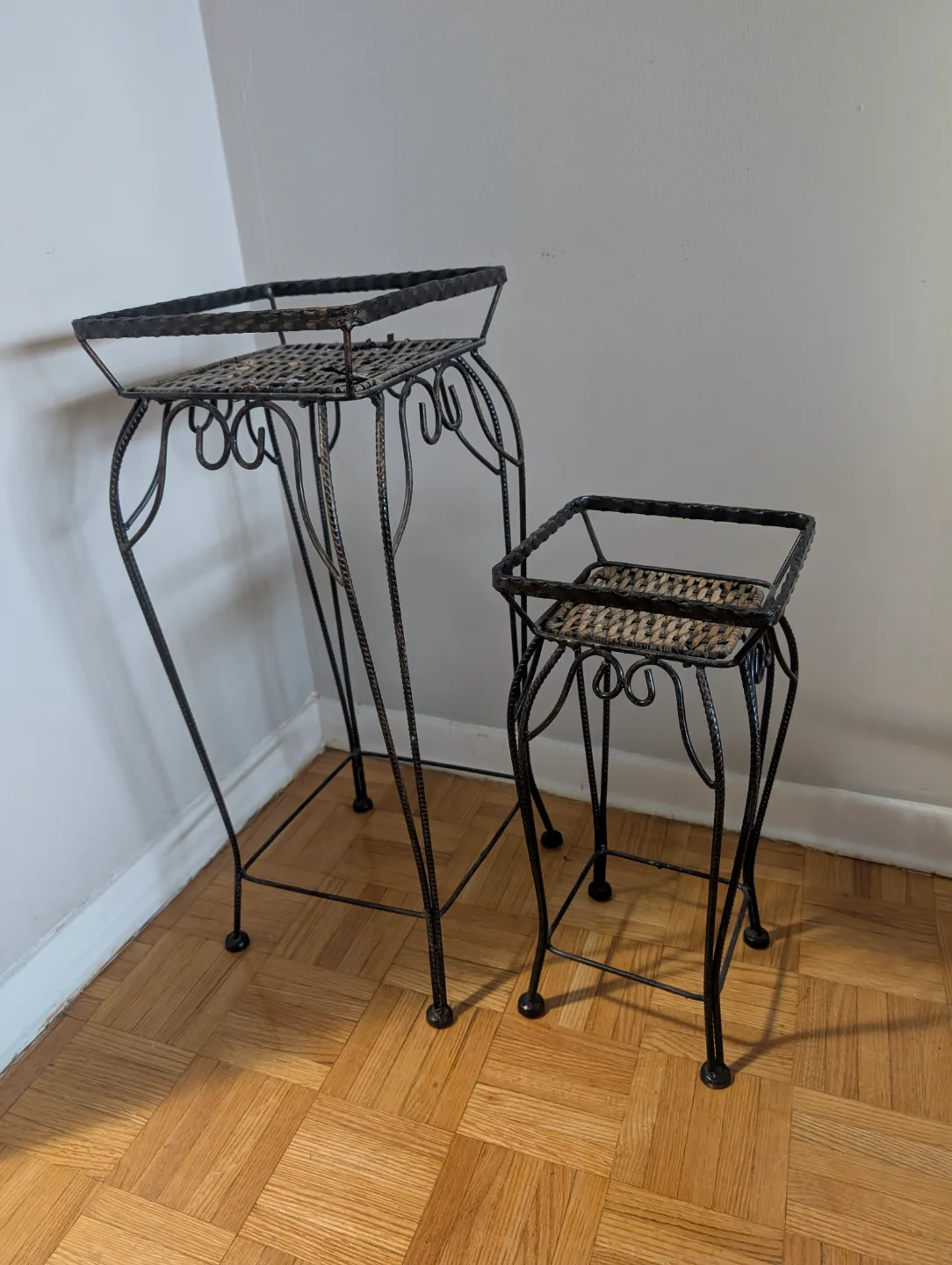 Pair of Vintage Metal Plant Stands thumbnail