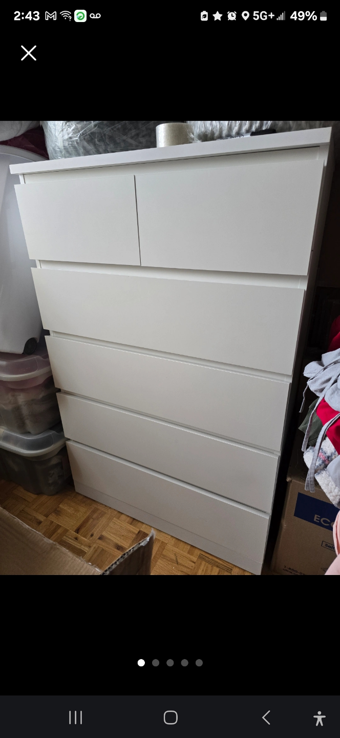 White 5-Drawer Chest of Drawers
