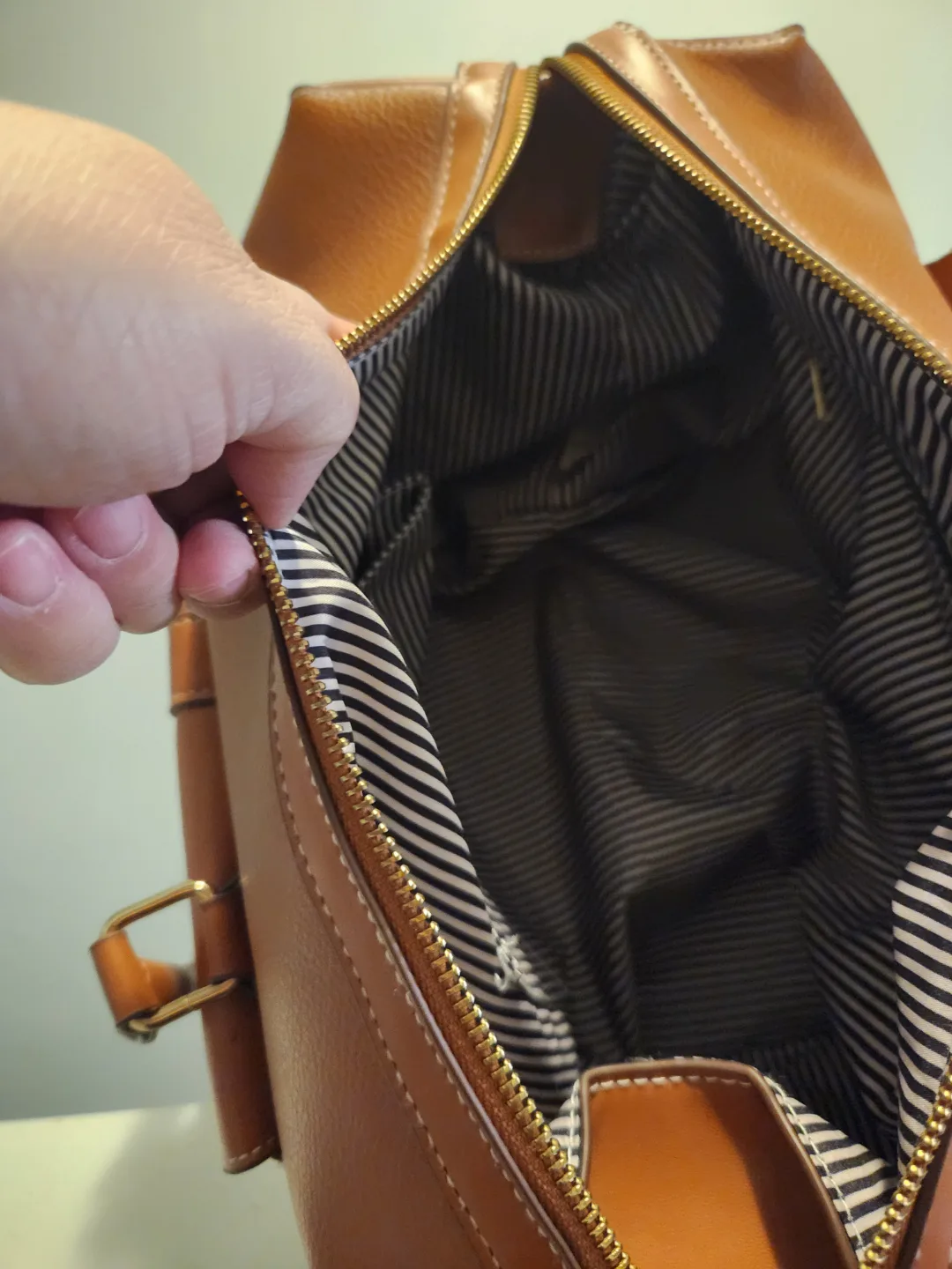 Tan Leather Satchel Handbag - Loume image indicator(2)