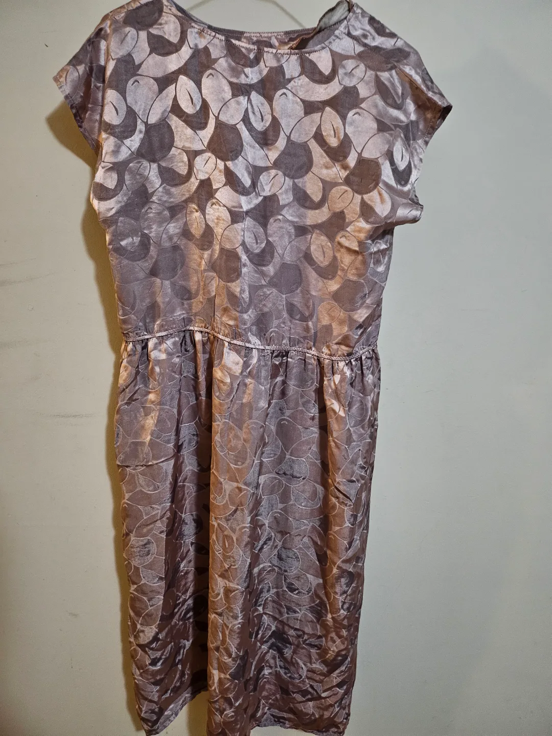 Vintage mauve patterned mini dress thumbnail
