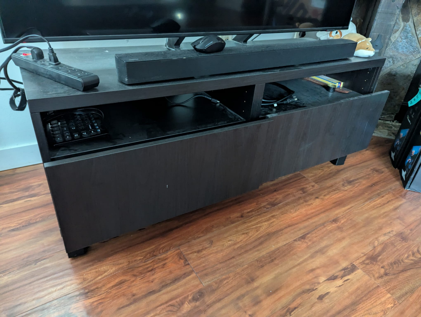 Black TV Stand with Two Drawers - photo 3